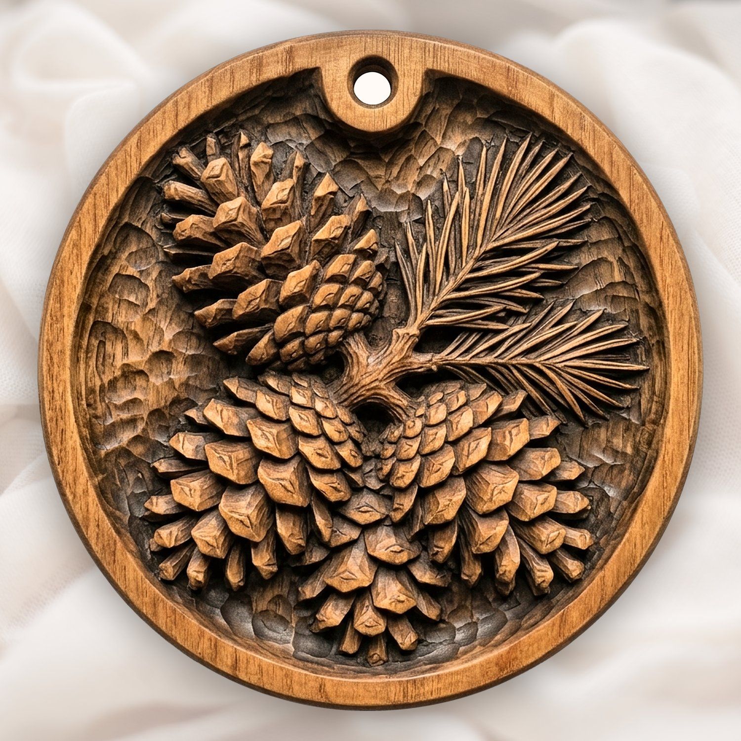 Rustic Pinecone Ornament CNC Relief STL bas-relief STL — view 5