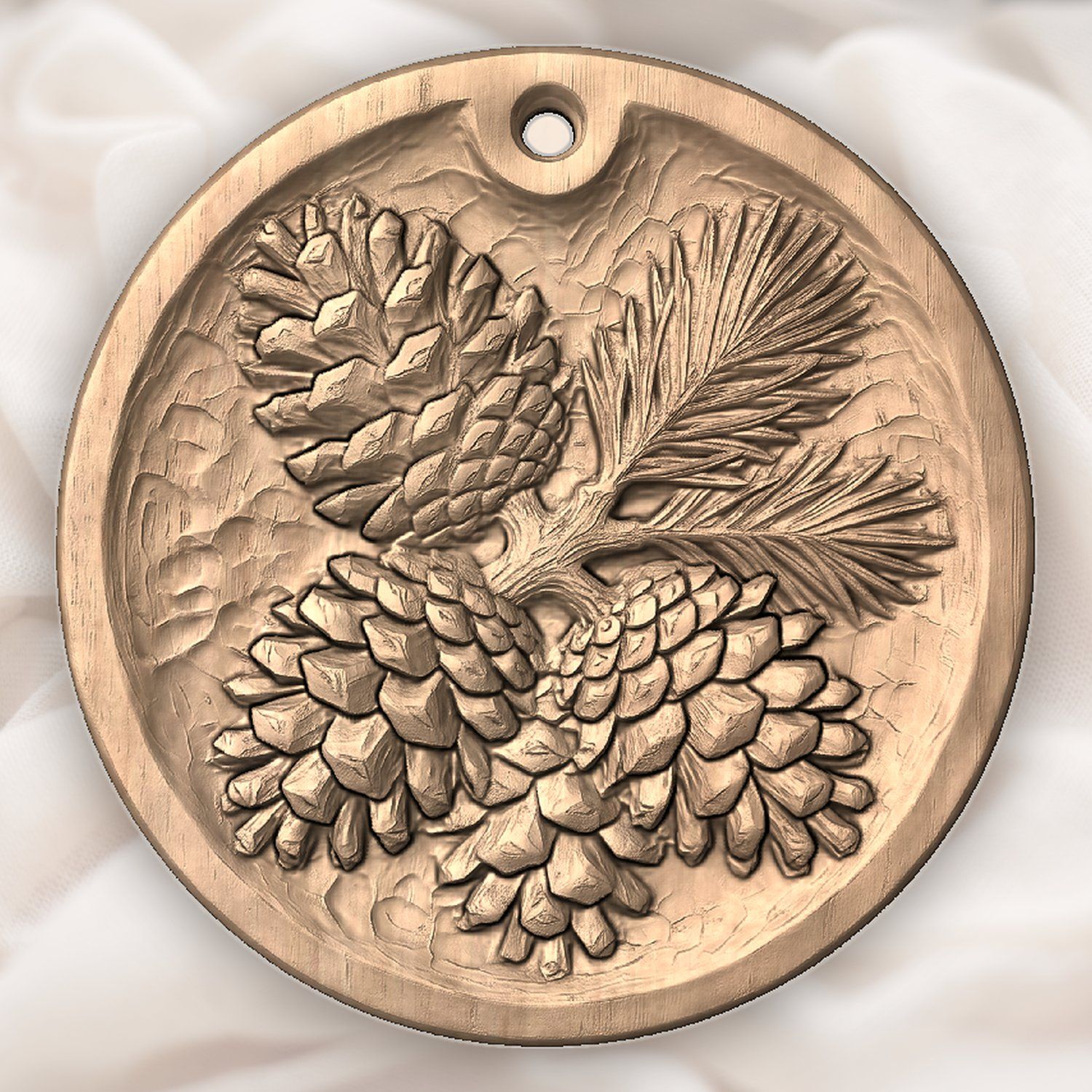 Rustic Pinecone Ornament CNC Relief STL bas-relief STL — view 4