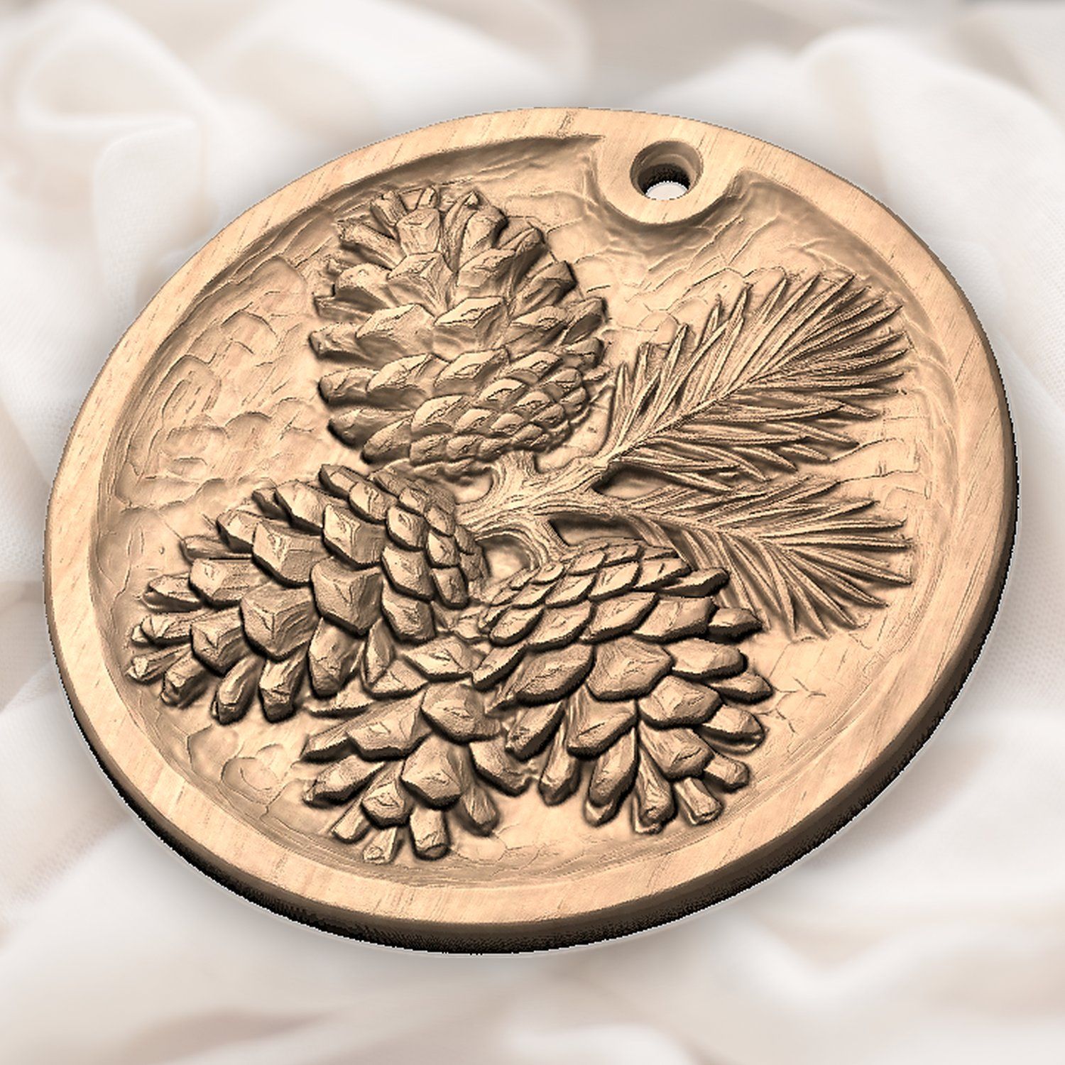 Rustic Pinecone Ornament CNC Relief STL bas-relief STL — view 6
