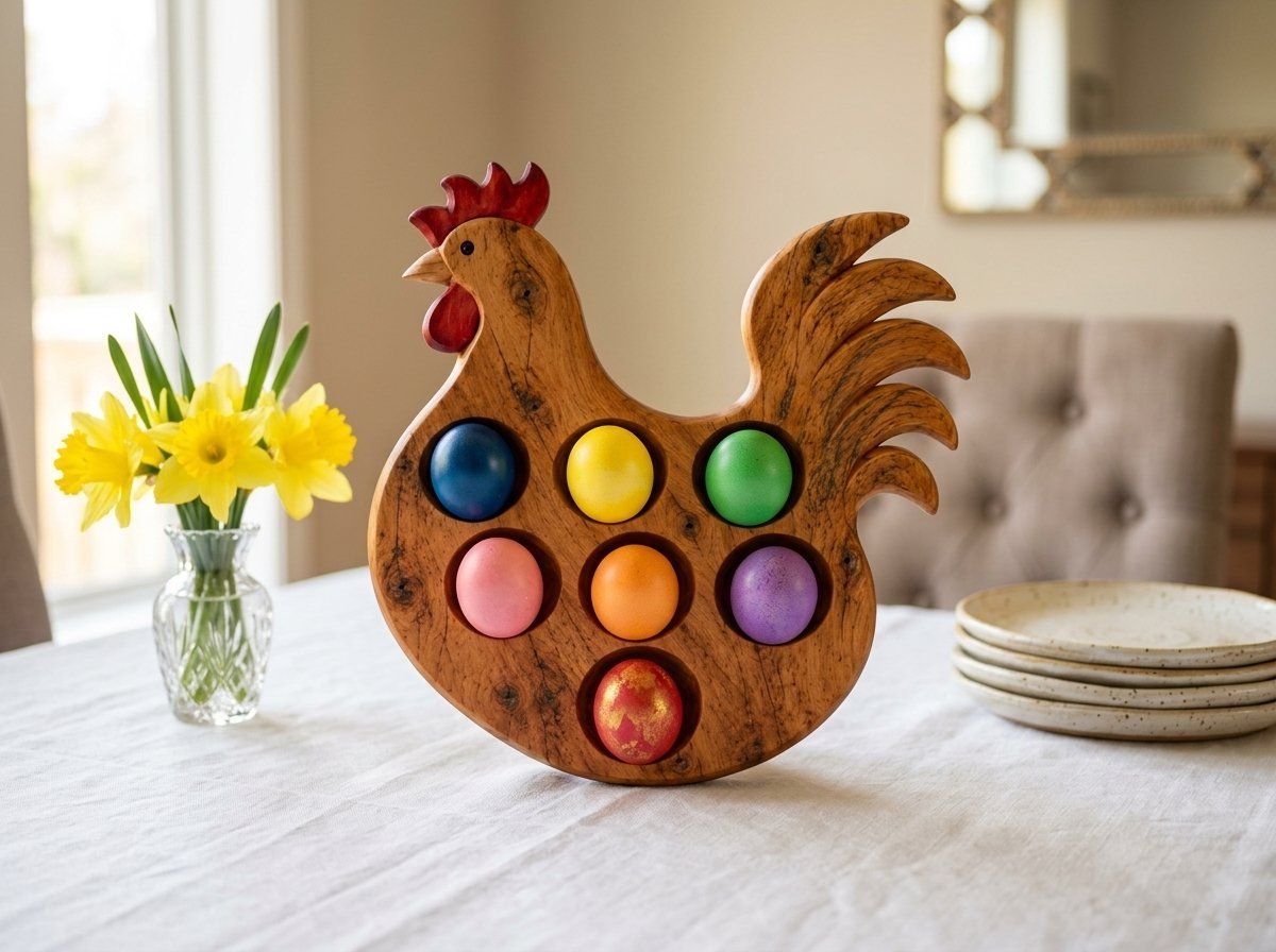 Rustic Rooster Egg Tray Holder CNC Relief STL bas-relief STL — view 15