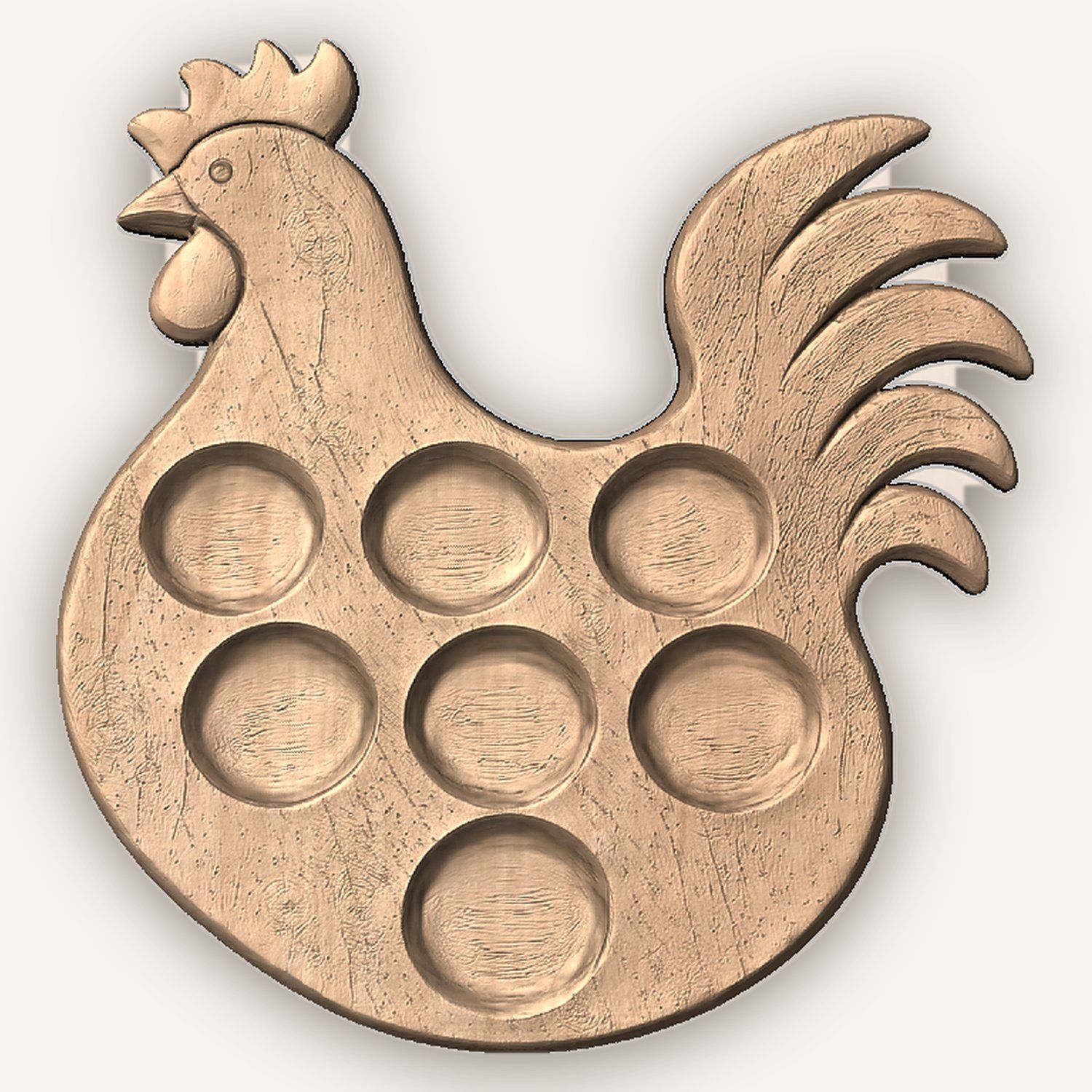 Rustic Rooster Egg Tray Holder CNC Relief STL bas-relief STL — view 4