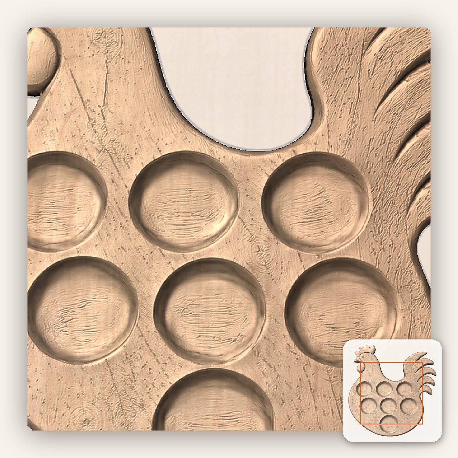 Rustic Rooster Egg Tray Holder CNC Relief STL bas-relief STL — view 7