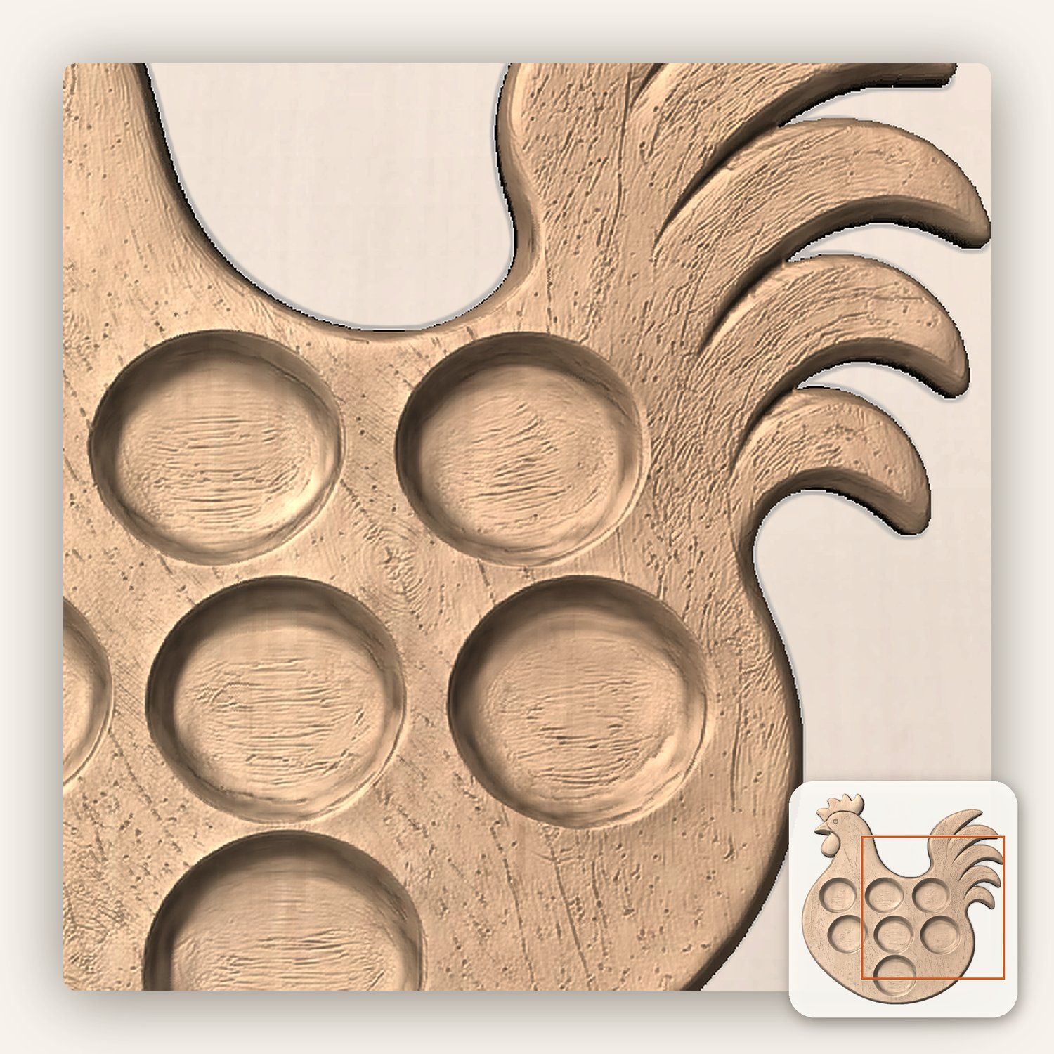 Rustic Rooster Egg Tray Holder CNC Relief STL bas-relief STL — view 8