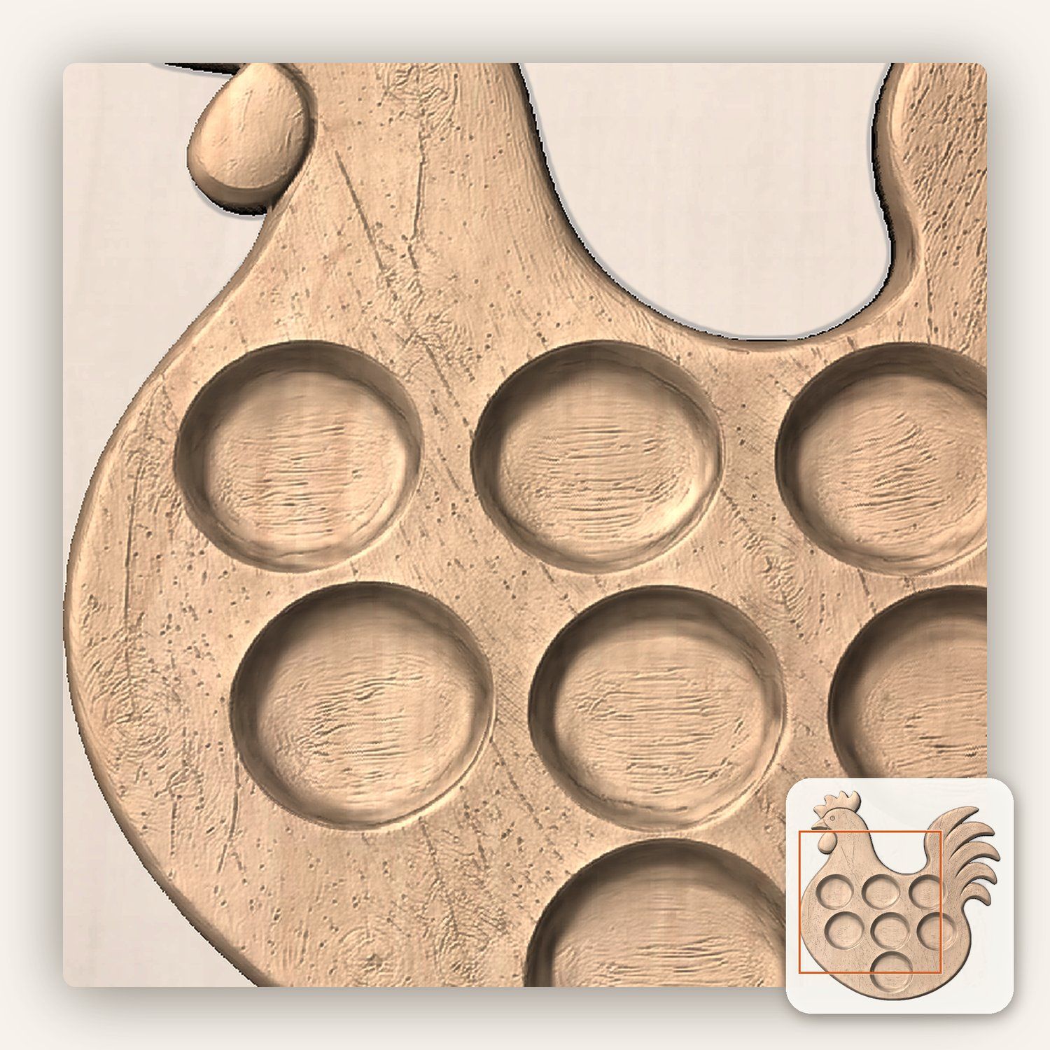 Rustic Rooster Egg Tray Holder CNC Relief STL bas-relief STL — view 9