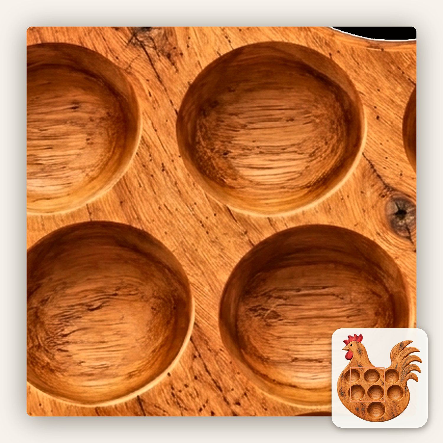 Rustic Rooster Egg Tray Holder CNC Relief STL bas-relief STL — view 11