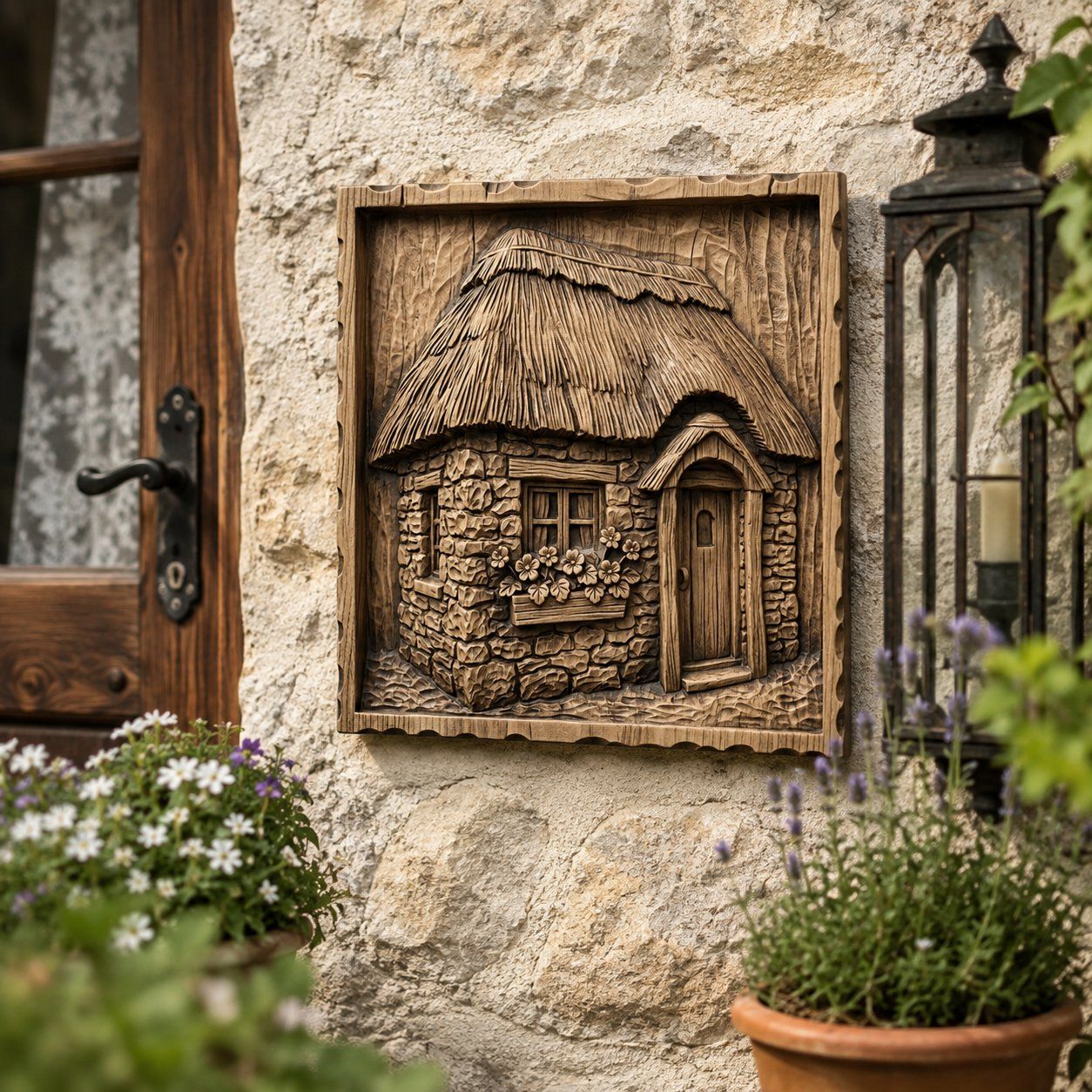 Rustic Thatched Cottage Home CNC Relief STL bas-relief STL — view 8