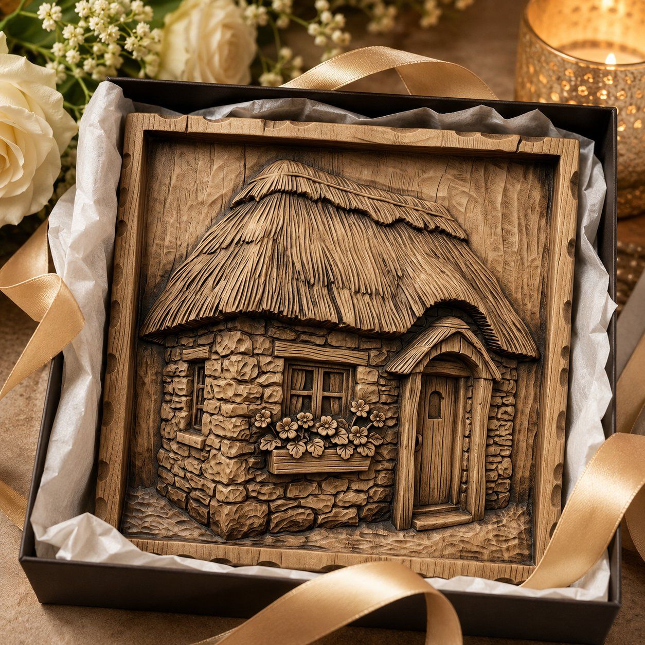 Rustic Thatched Cottage Home CNC Relief STL bas-relief STL — view 9