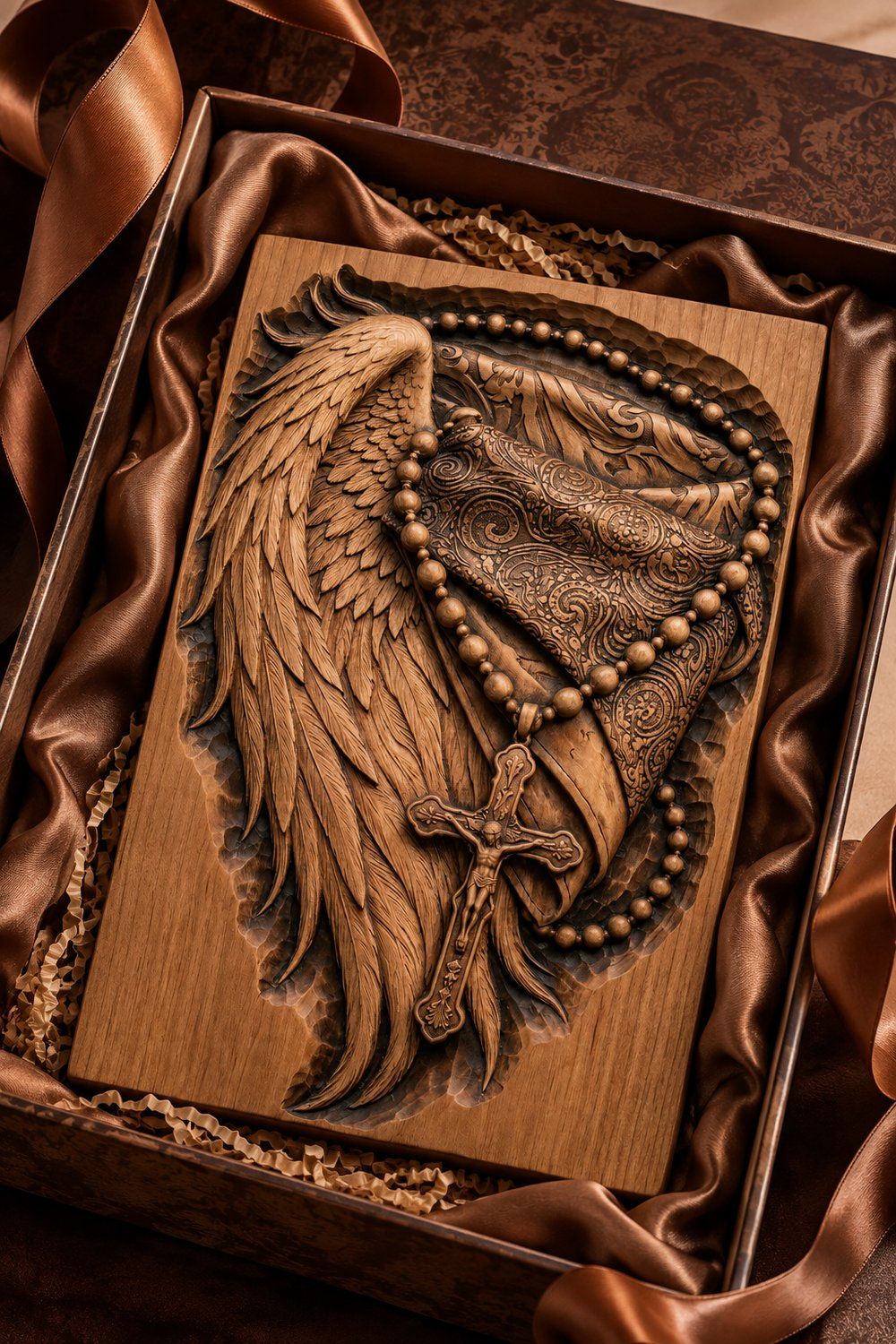 Sacred Angel Wing Rosary and Crucifix CNC Relief STL bas-relief STL — view 10