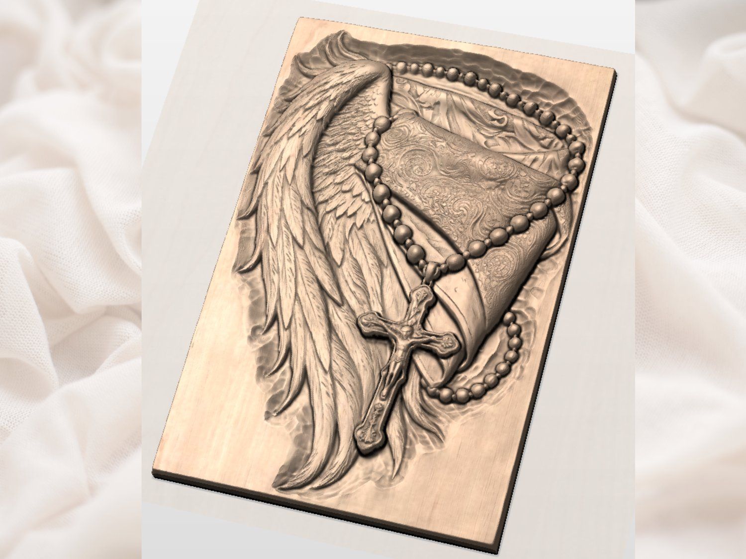 Sacred Angel Wing Rosary and Crucifix CNC Relief STL bas-relief STL — view 4