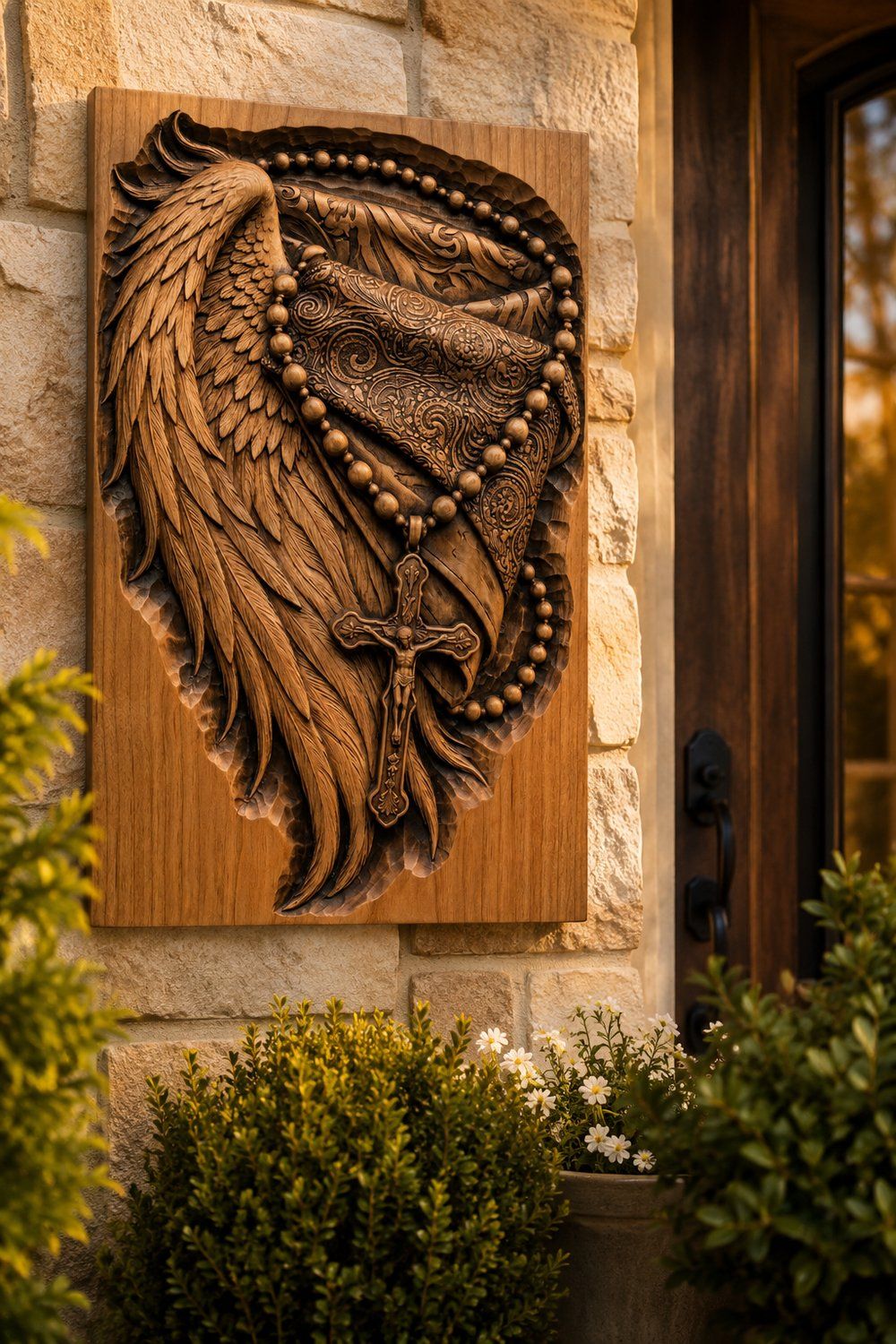 Sacred Angel Wing Rosary and Crucifix CNC Relief STL bas-relief STL — view 9