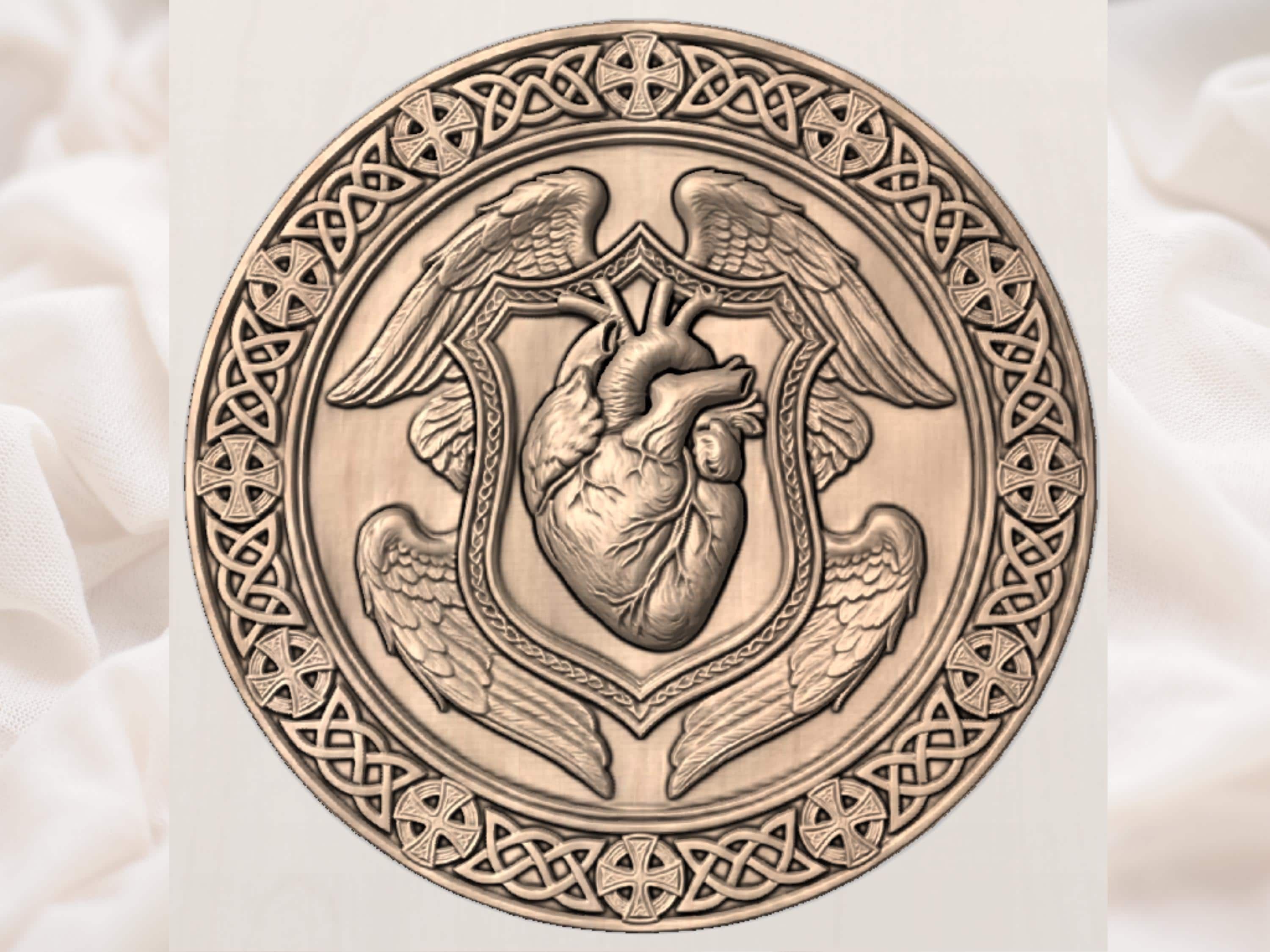 Sacred Heart Angel Wings Relief STL file for CNC router bas-relief STL — view 4