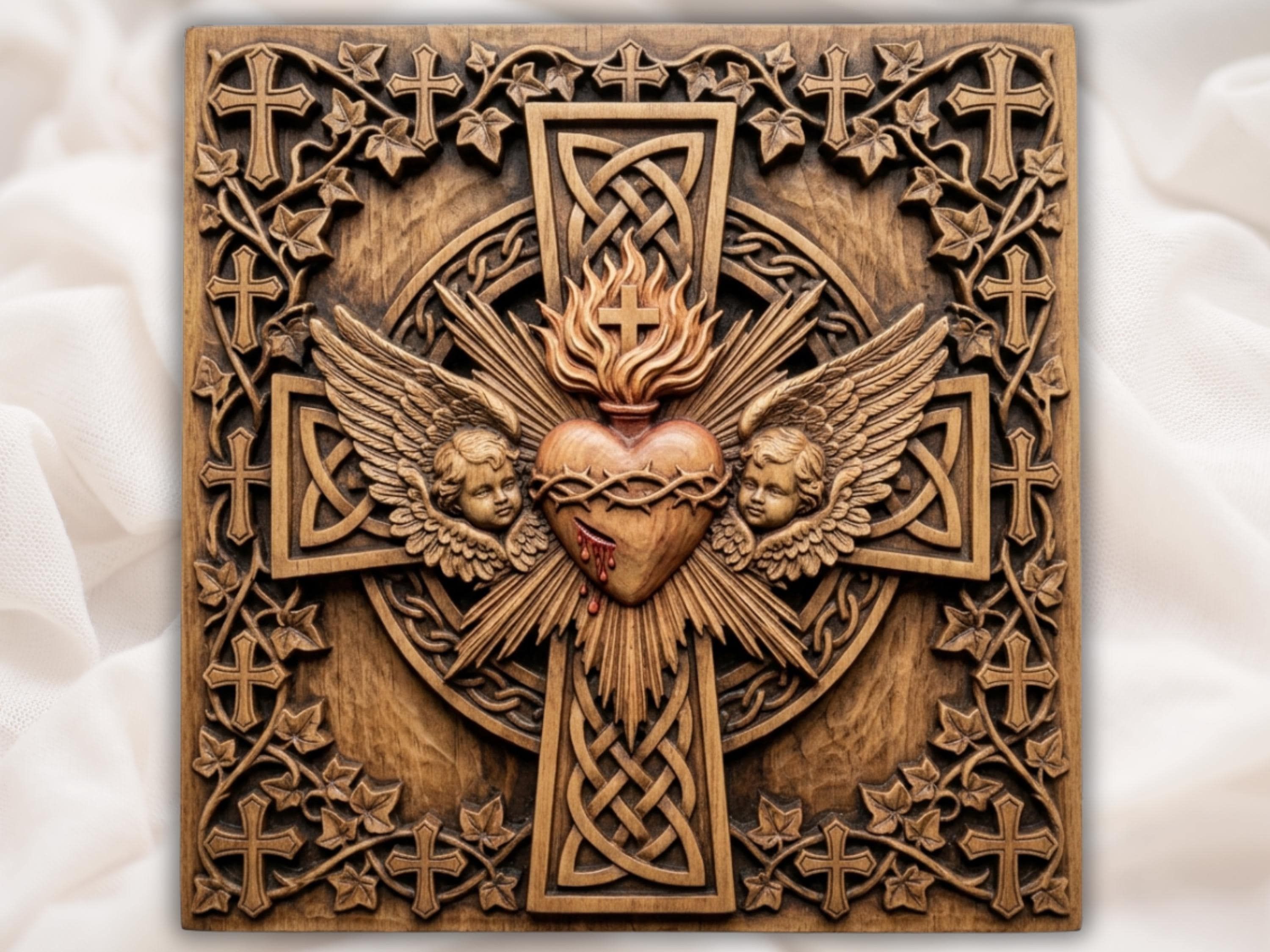 Sacred Heart Cherub STL file for CNC router bas-relief STL file for CNC router, laser engraver & 3D printing