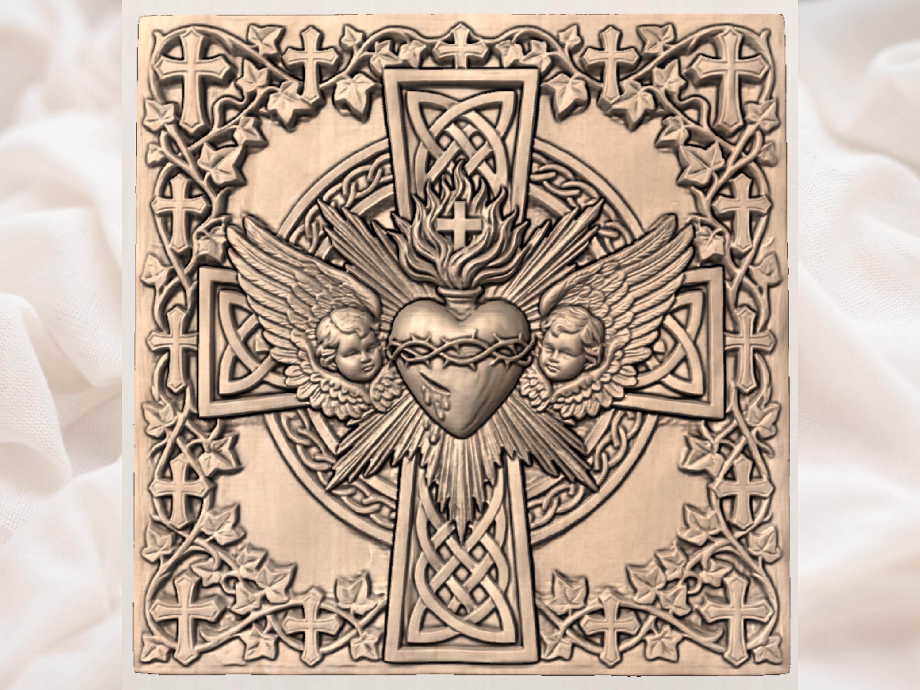 Sacred Heart Cherub STL file for CNC router bas-relief STL — view 5