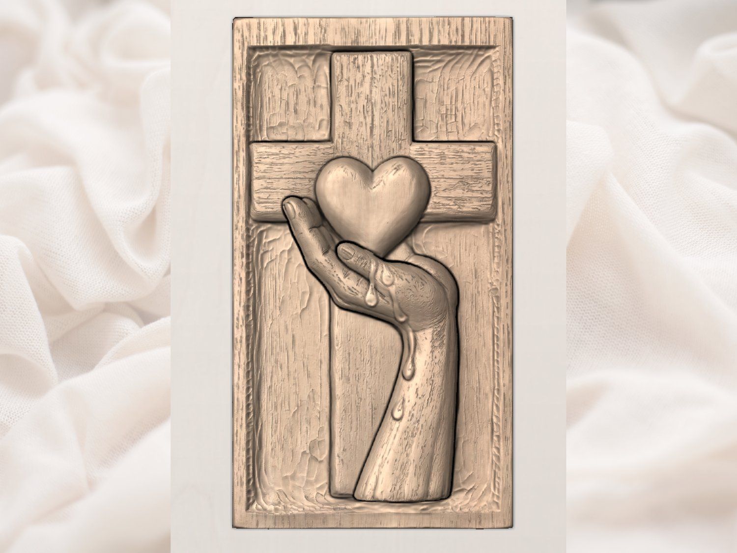 Sacred Heart Cross Sacrifice CNC Relief STL bas-relief STL — view 3