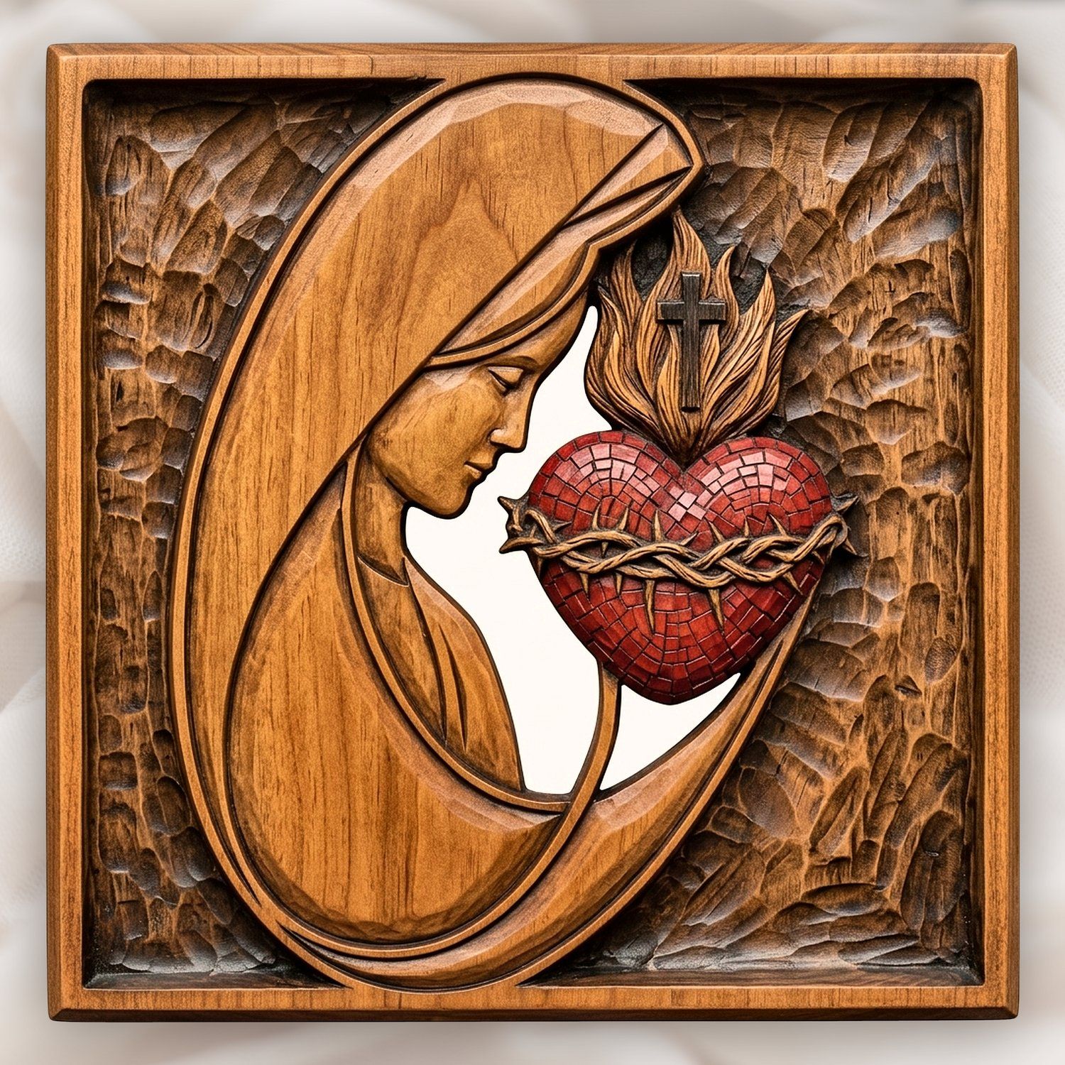 Sacred Heart Mary Madonna CNC Relief STL bas-relief STL design