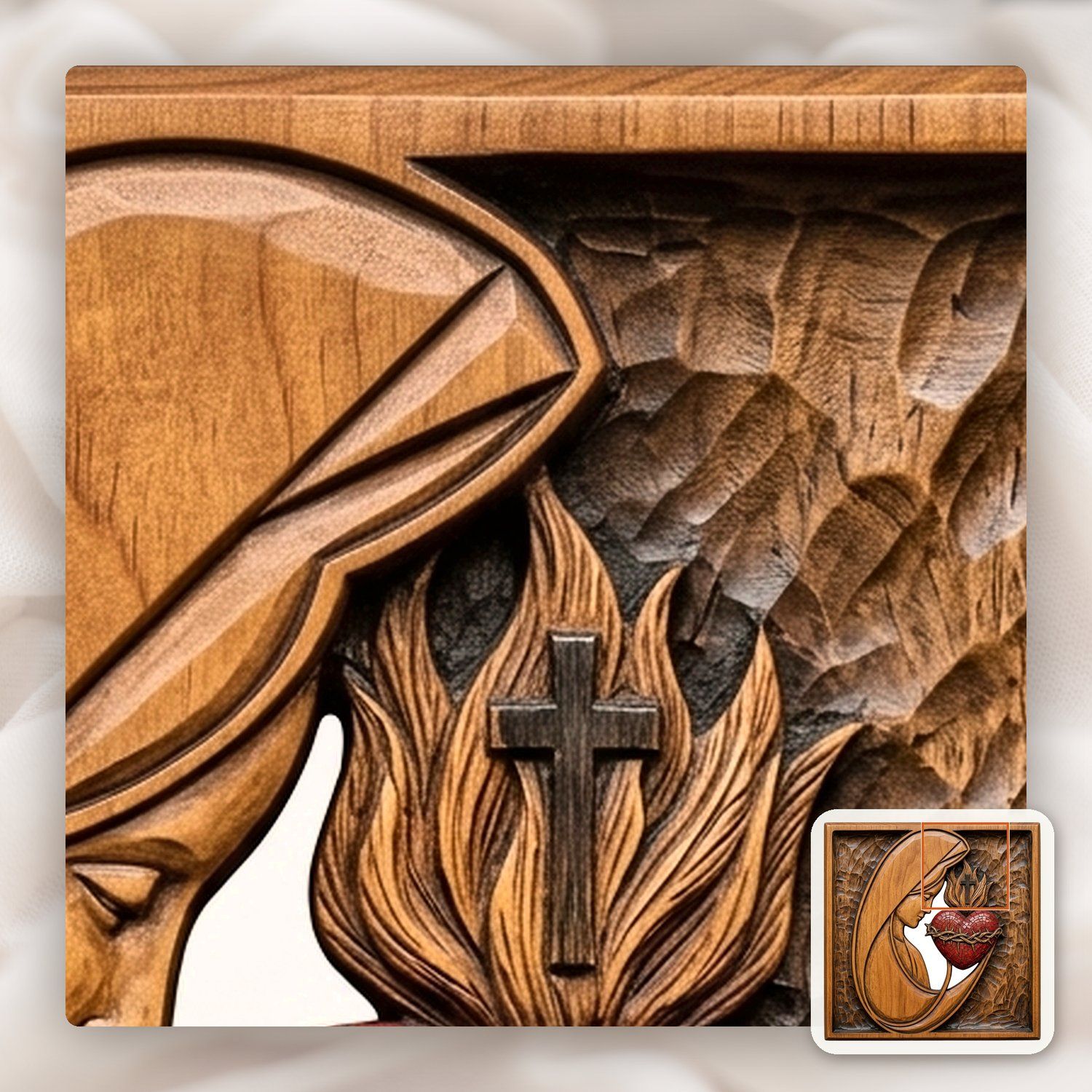 Sacred Heart Mary Madonna CNC Relief STL bas-relief STL — view 12