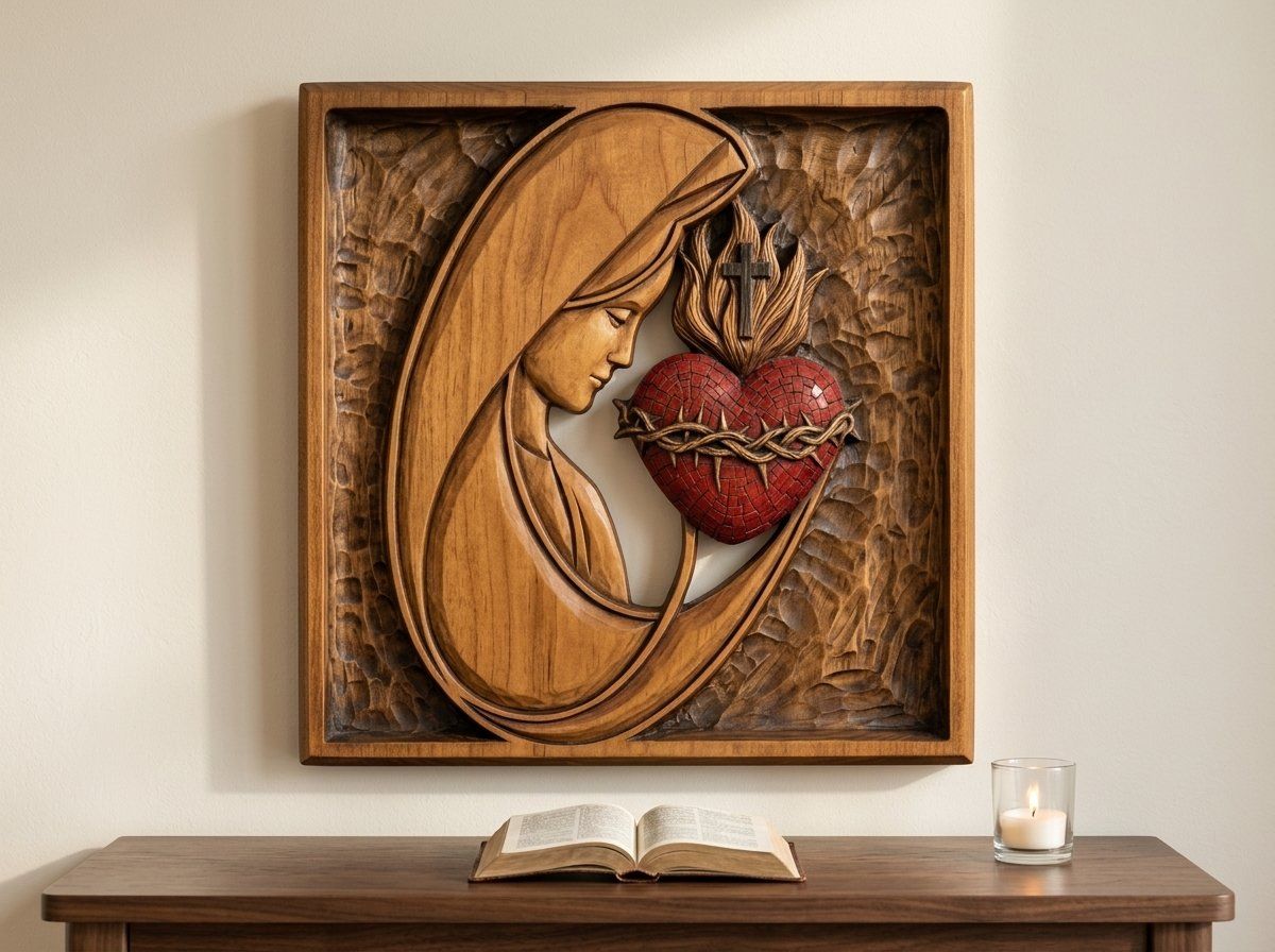 Sacred Heart Mary Madonna CNC Relief STL bas-relief STL — view 13