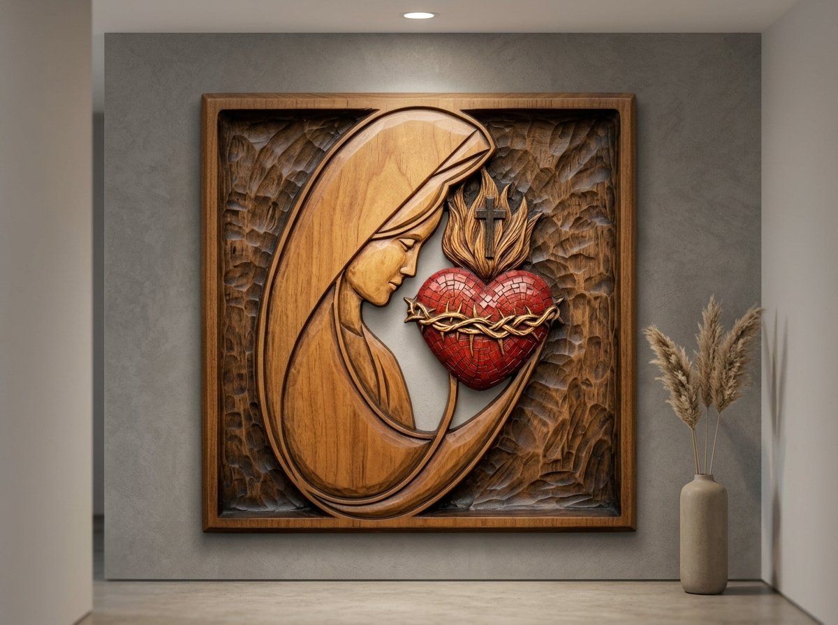 Sacred Heart Mary Madonna CNC Relief STL bas-relief STL — view 14