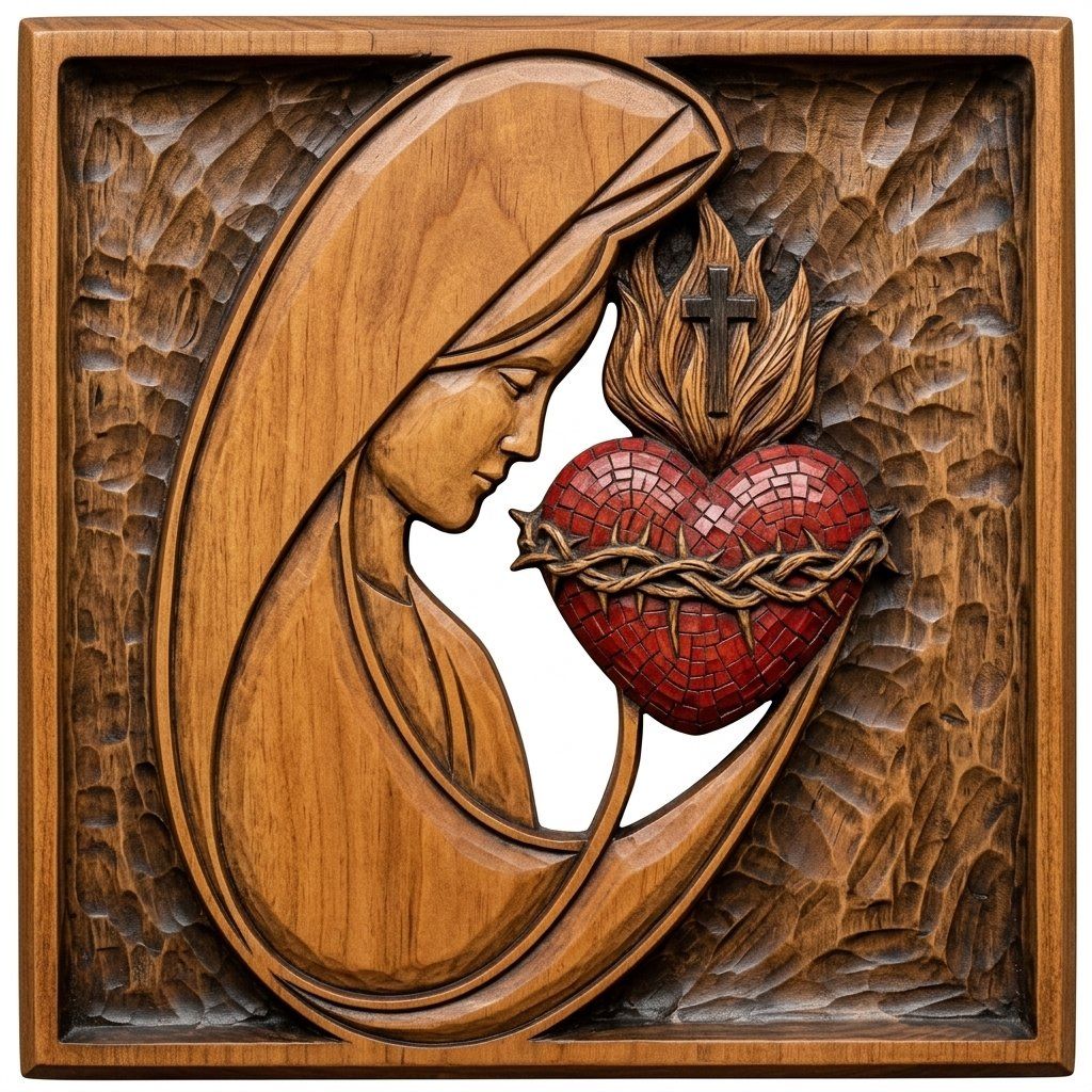 Sacred Heart Mary Madonna CNC Relief STL bas-relief STL — view 4