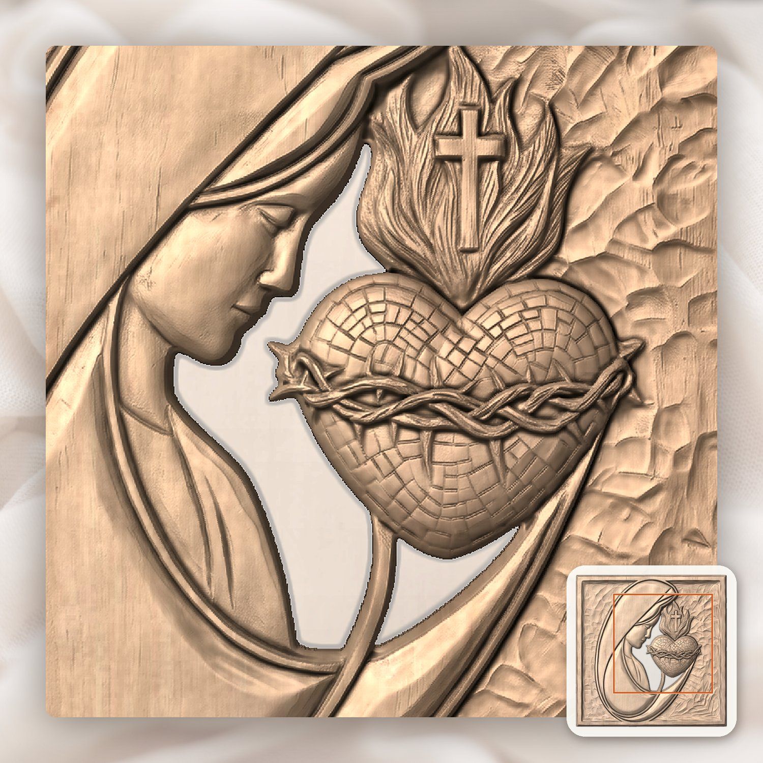 Sacred Heart Mary Madonna CNC Relief STL bas-relief STL — view 7