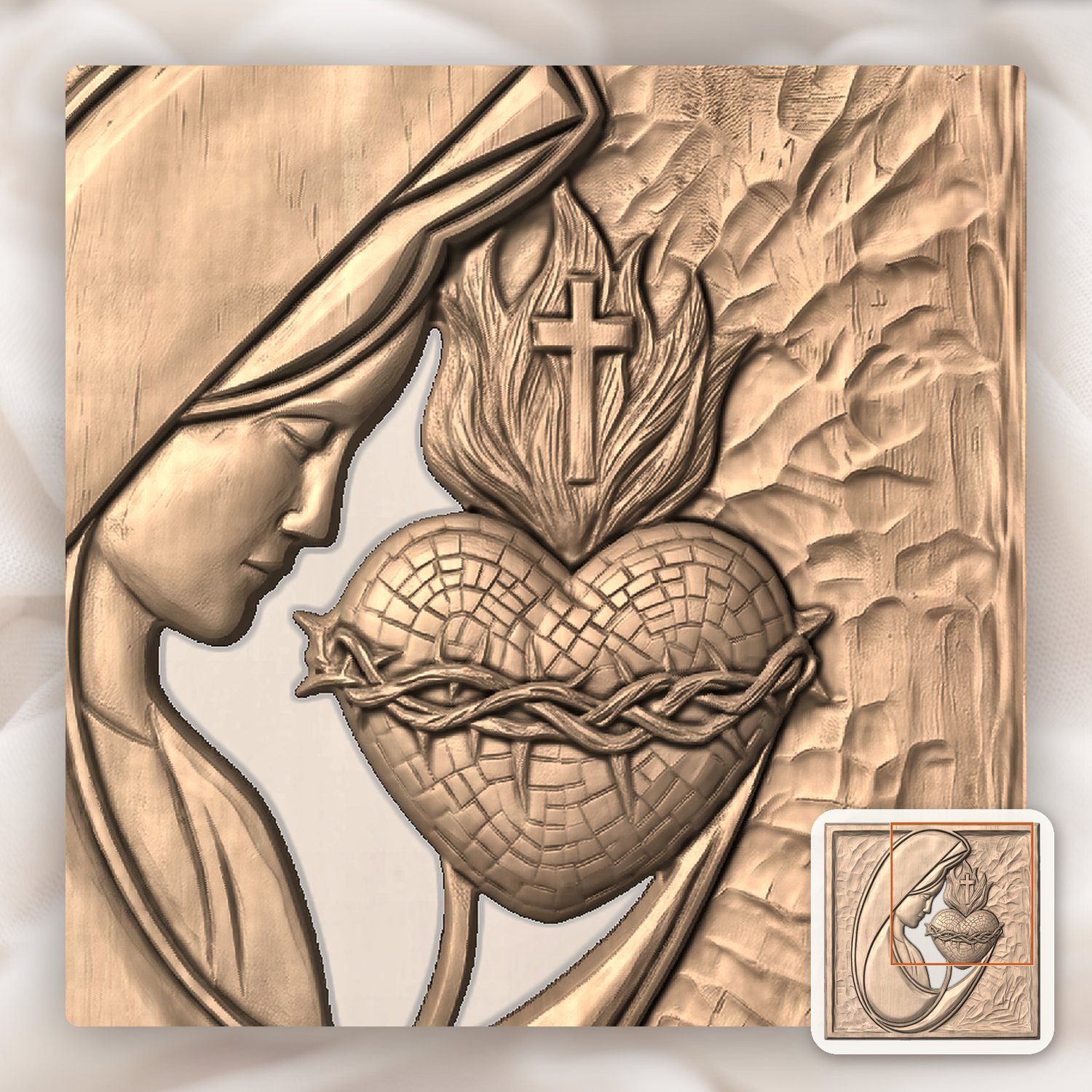 Sacred Heart Mary Madonna CNC Relief STL bas-relief STL — view 8
