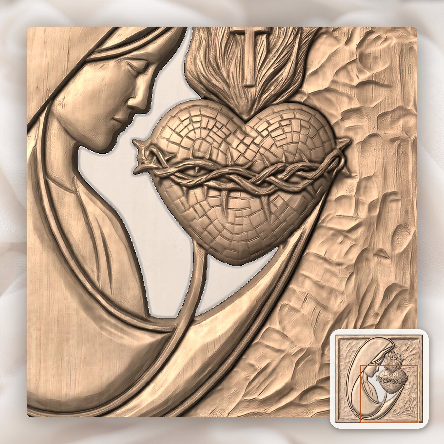 Sacred Heart Mary Madonna CNC Relief STL bas-relief STL — view 9