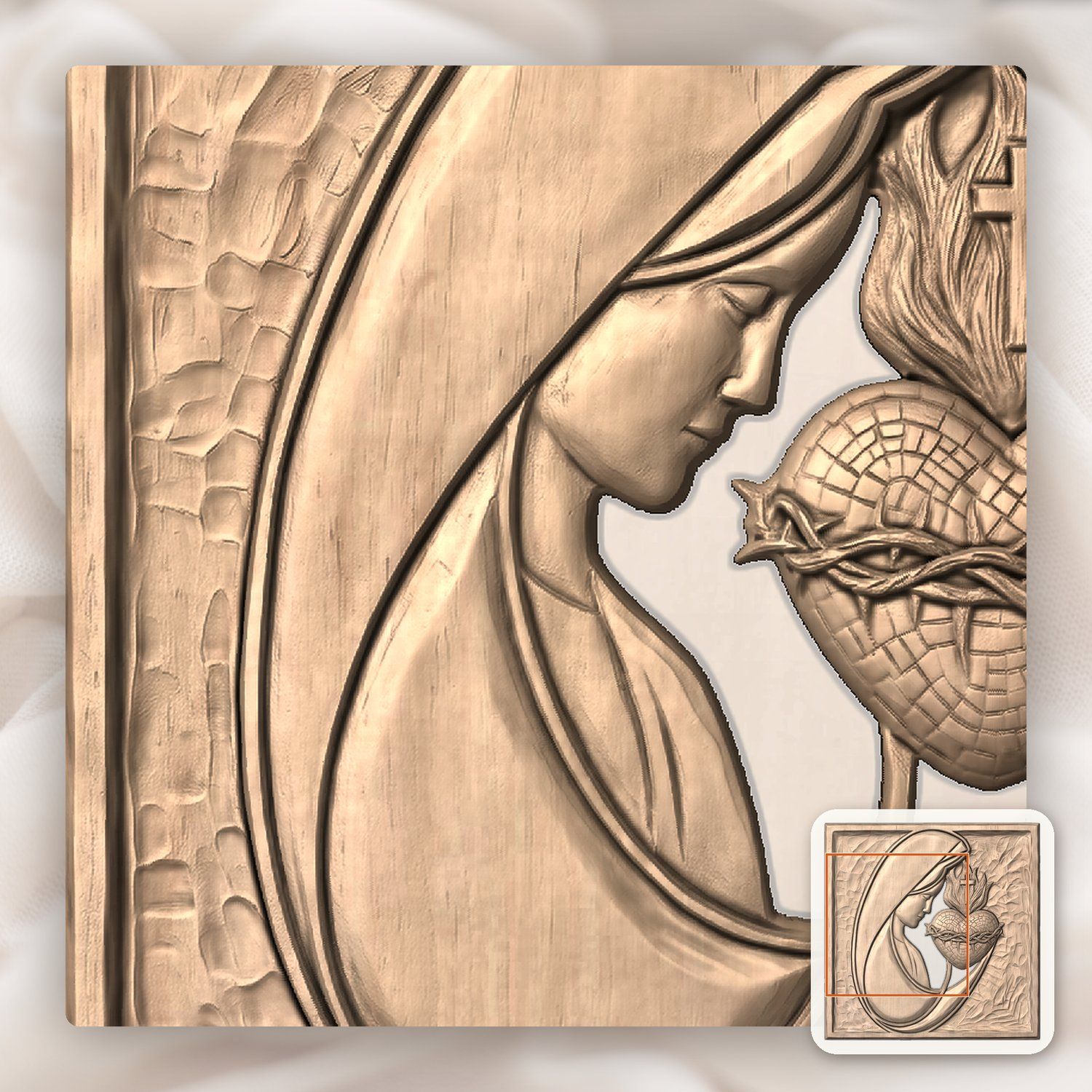 Sacred Heart Mary Madonna CNC Relief STL bas-relief STL — view 10