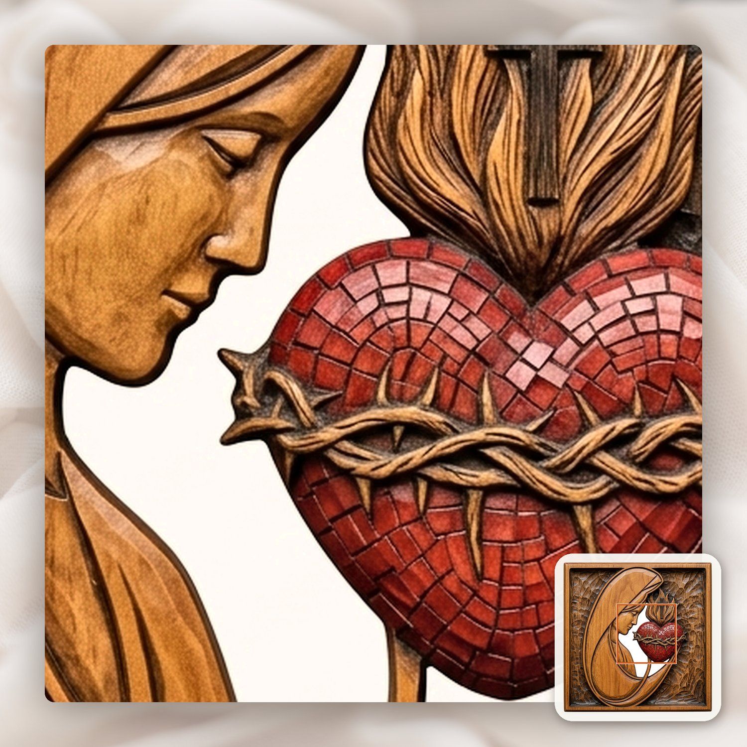 Sacred Heart Mary Madonna CNC Relief STL bas-relief STL — view 11
