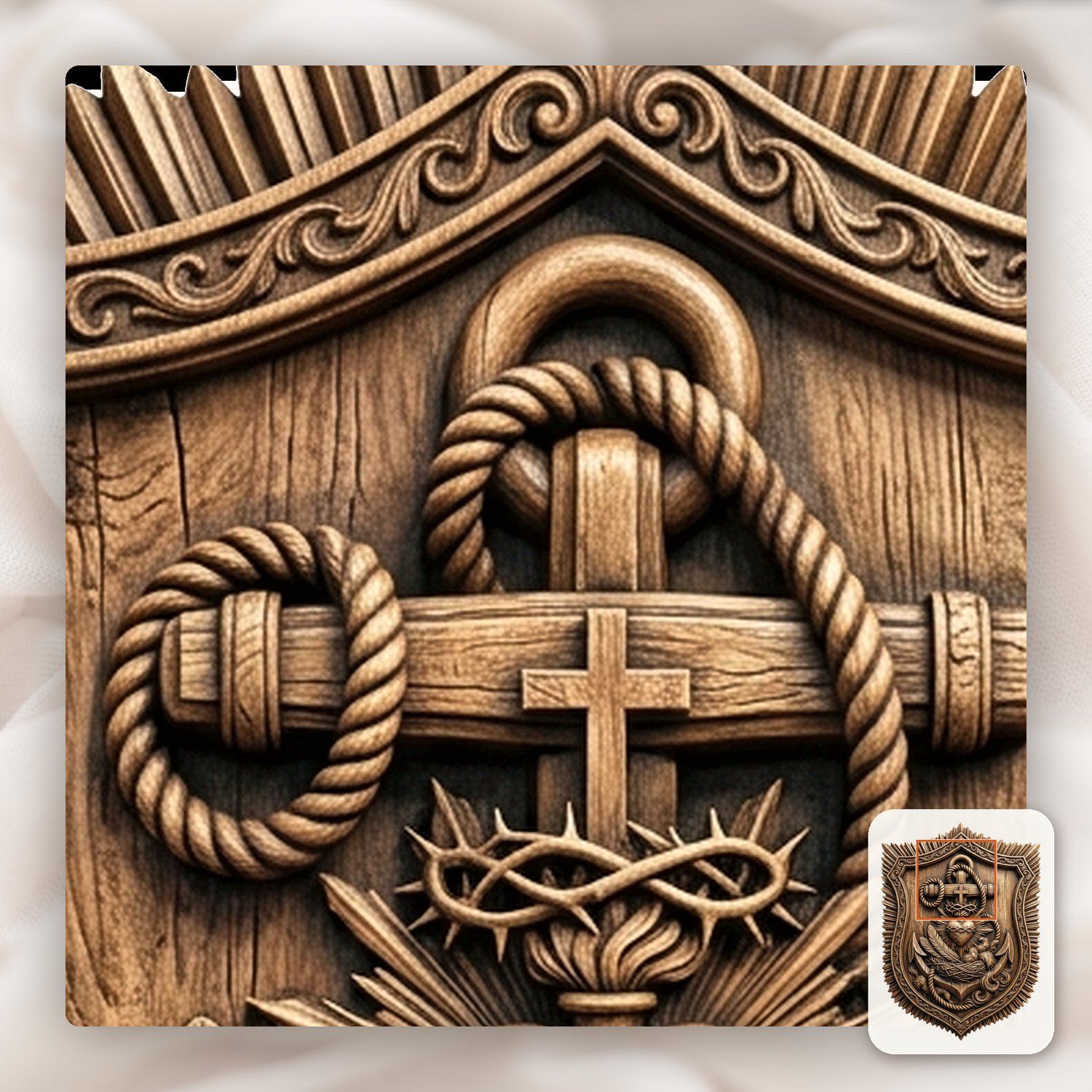 Sacred Heart of Jesus Anchor of Hope CNC Relief STL bas-relief STL — view 12