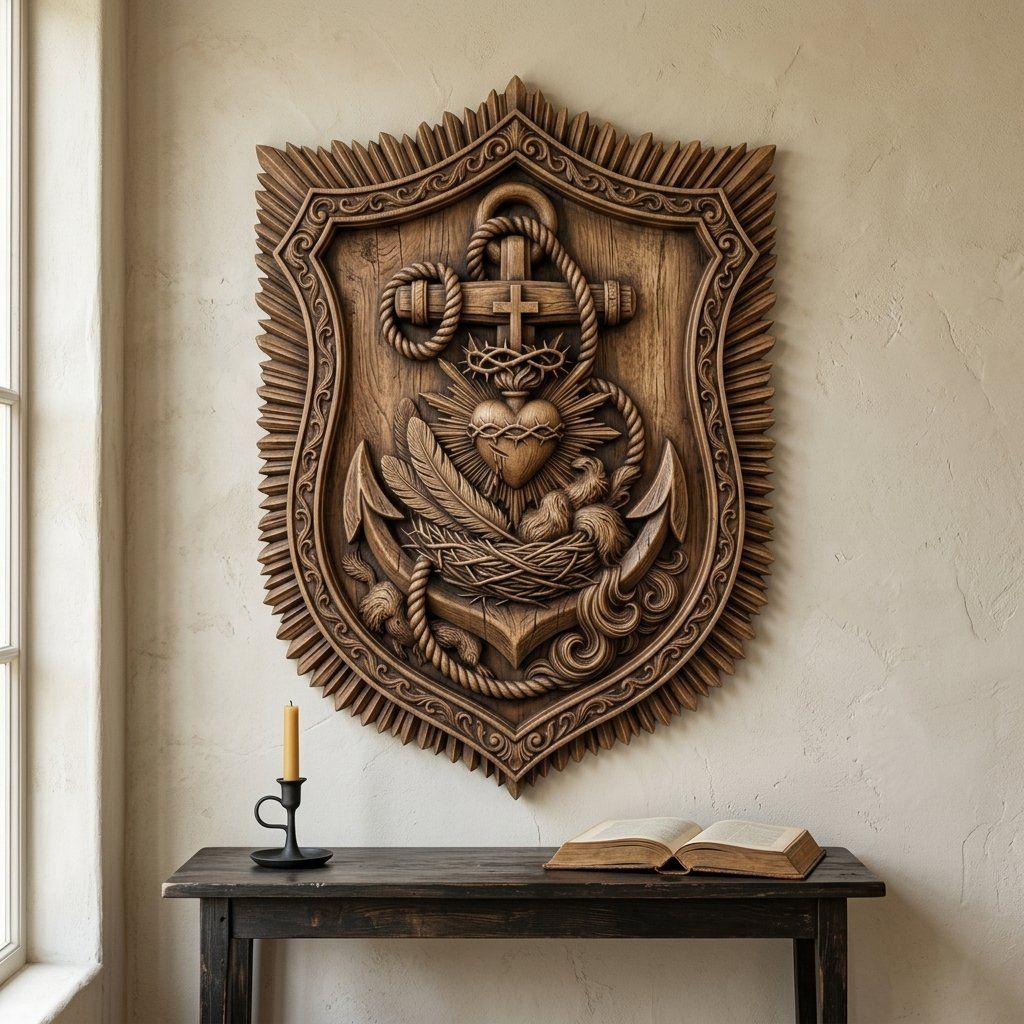 Sacred Heart of Jesus Anchor of Hope CNC Relief STL bas-relief STL — view 13