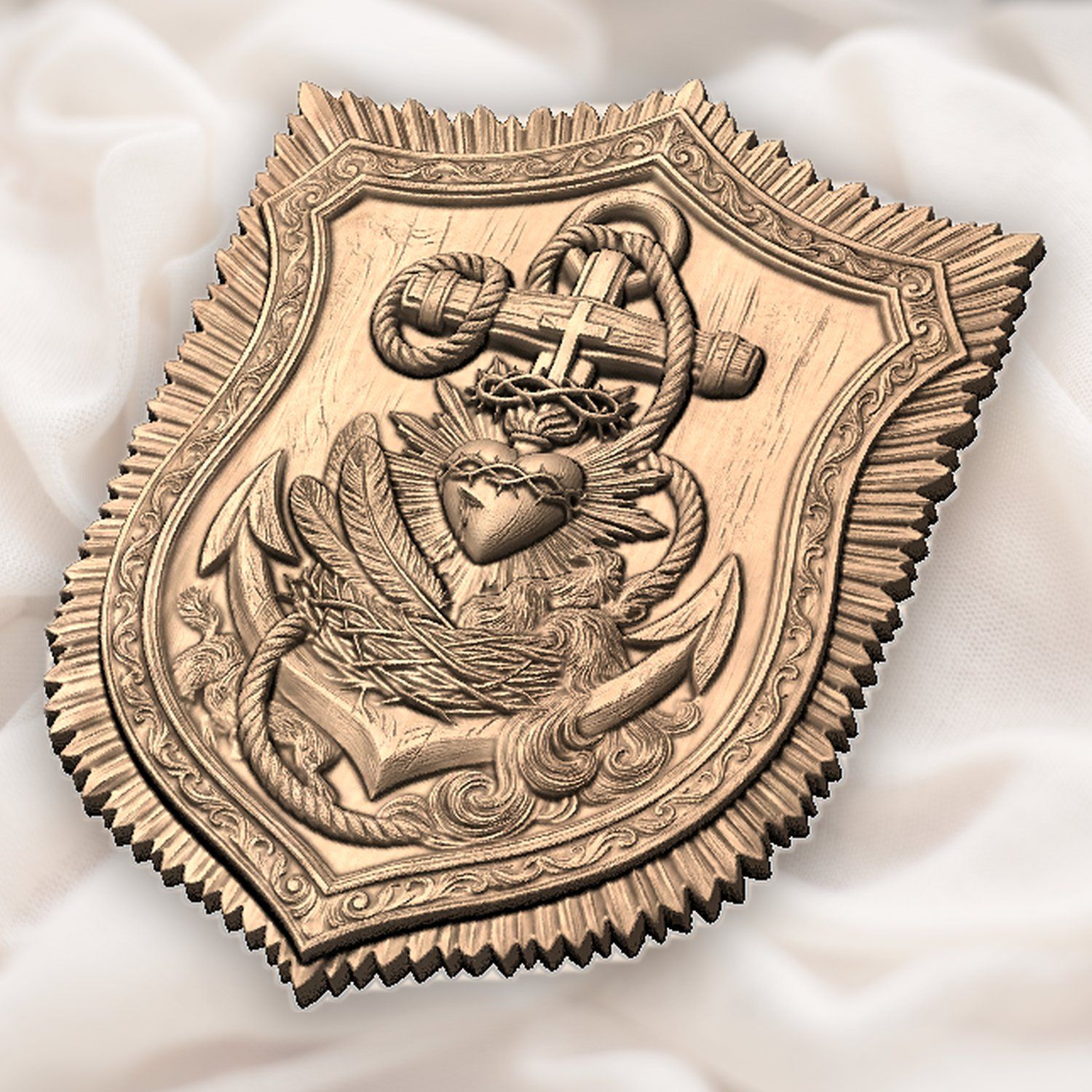 Sacred Heart of Jesus Anchor of Hope CNC Relief STL bas-relief STL — view 4