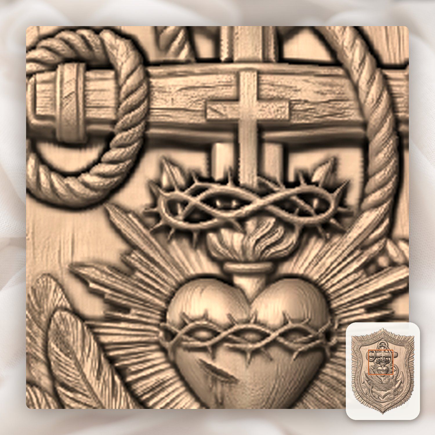 Sacred Heart of Jesus Anchor of Hope CNC Relief STL bas-relief STL — view 7