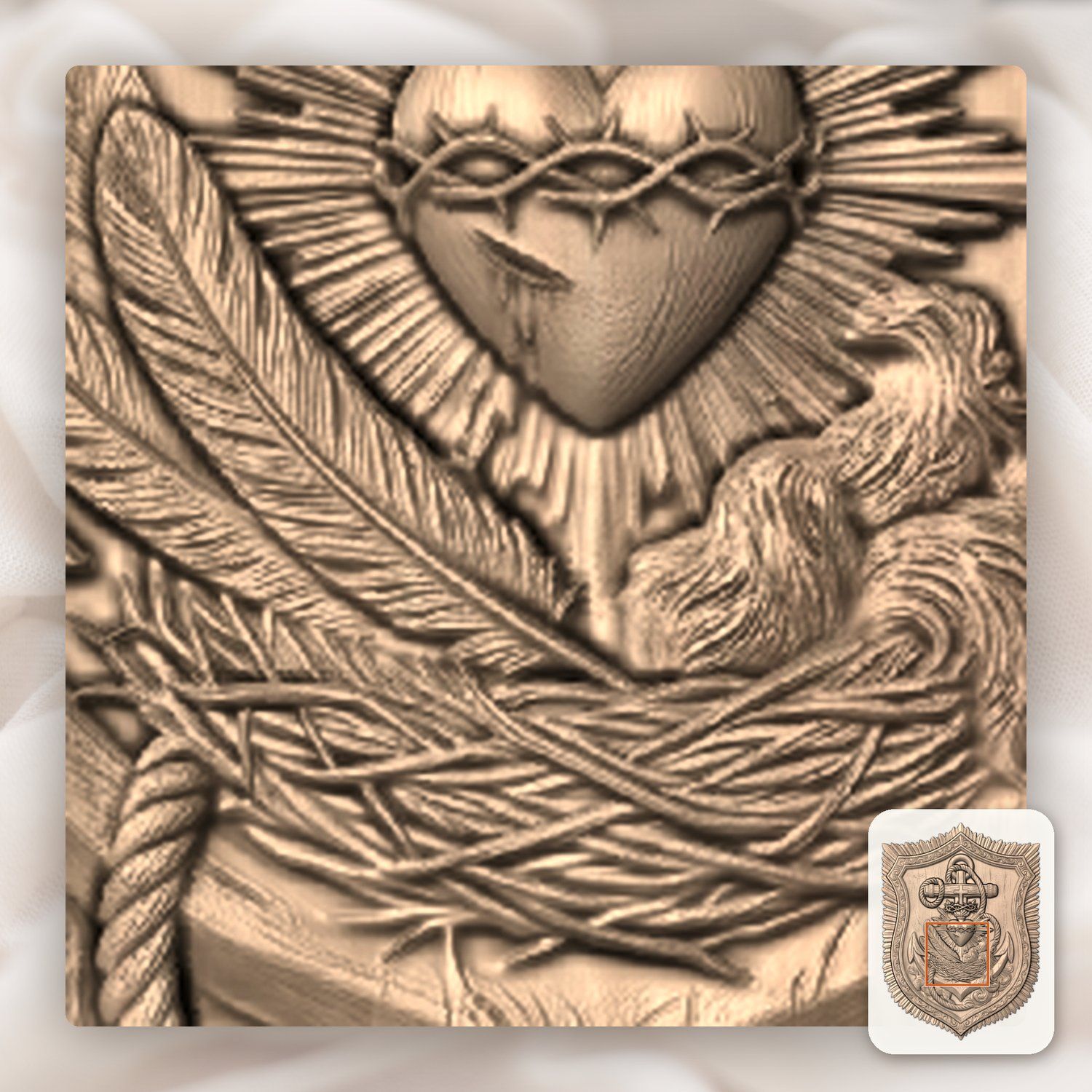 Sacred Heart of Jesus Anchor of Hope CNC Relief STL bas-relief STL — view 8