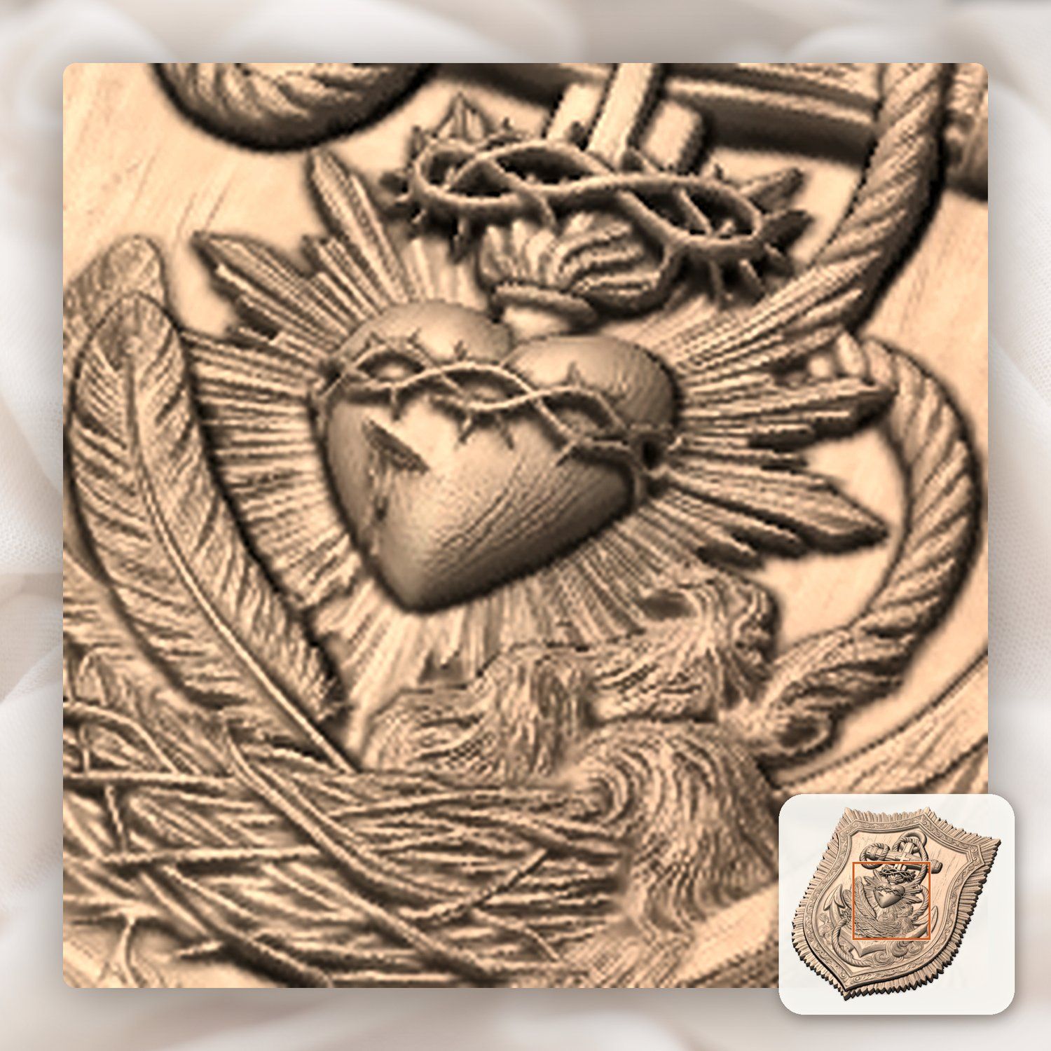 Sacred Heart of Jesus Anchor of Hope CNC Relief STL bas-relief STL — view 9