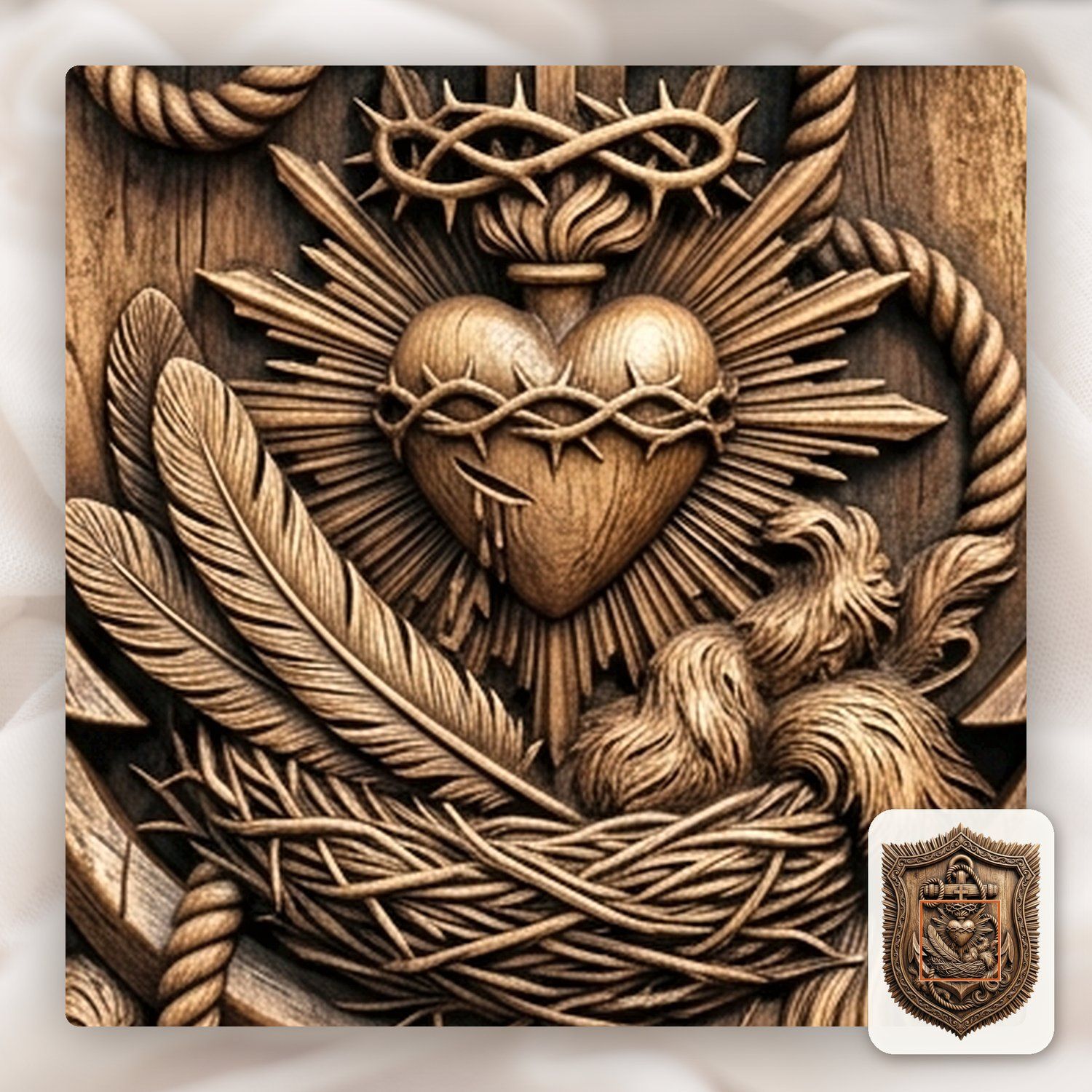 Sacred Heart of Jesus Anchor of Hope CNC Relief STL bas-relief STL — view 11
