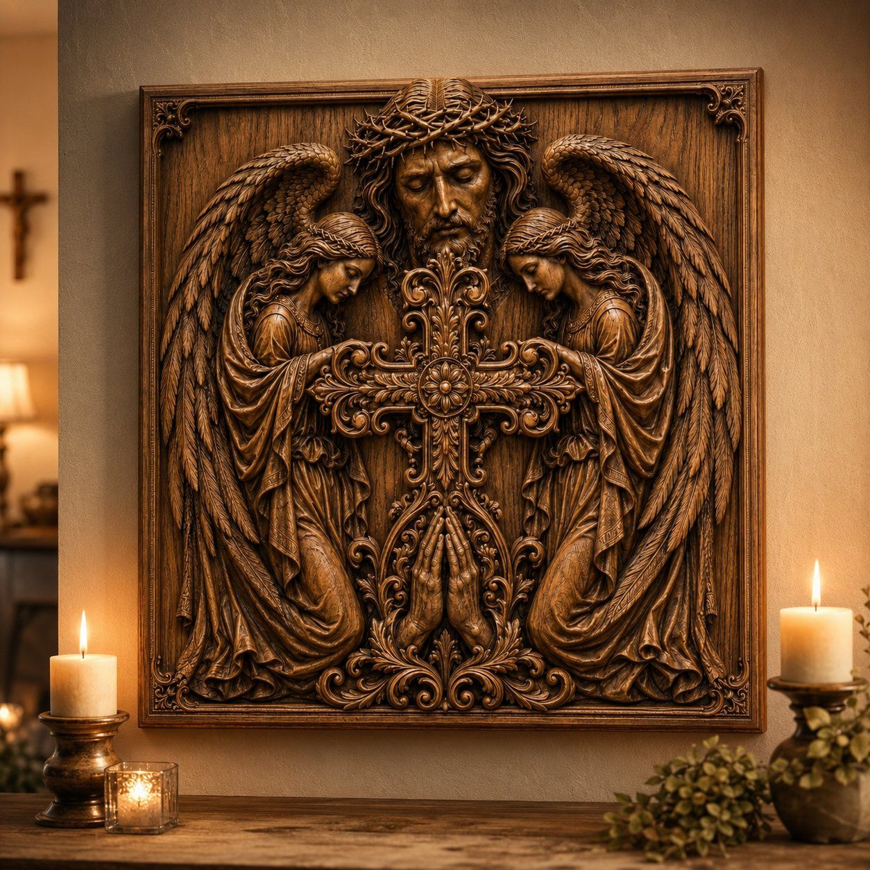 Sacred Heart of Jesus and Angels CNC Relief STL bas-relief STL — view 2