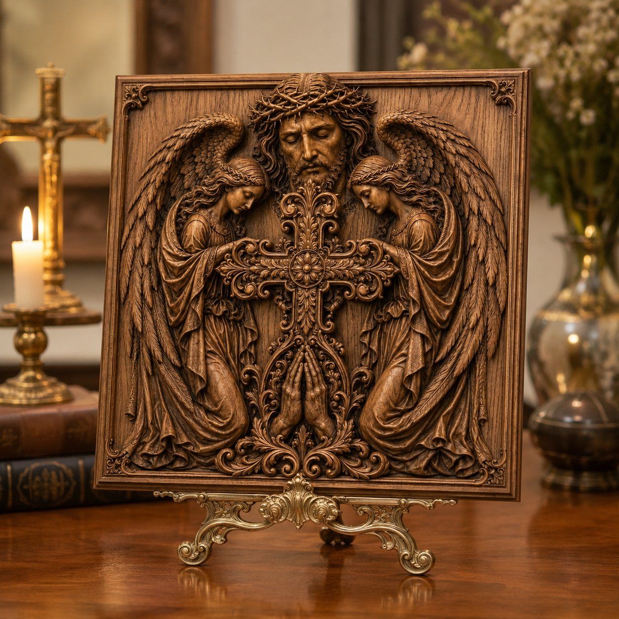 Sacred Heart of Jesus and Angels CNC Relief STL bas-relief STL — view 3