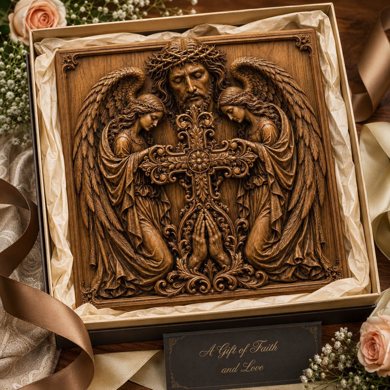 Sacred Heart of Jesus and Angels CNC Relief STL bas-relief STL — view 5