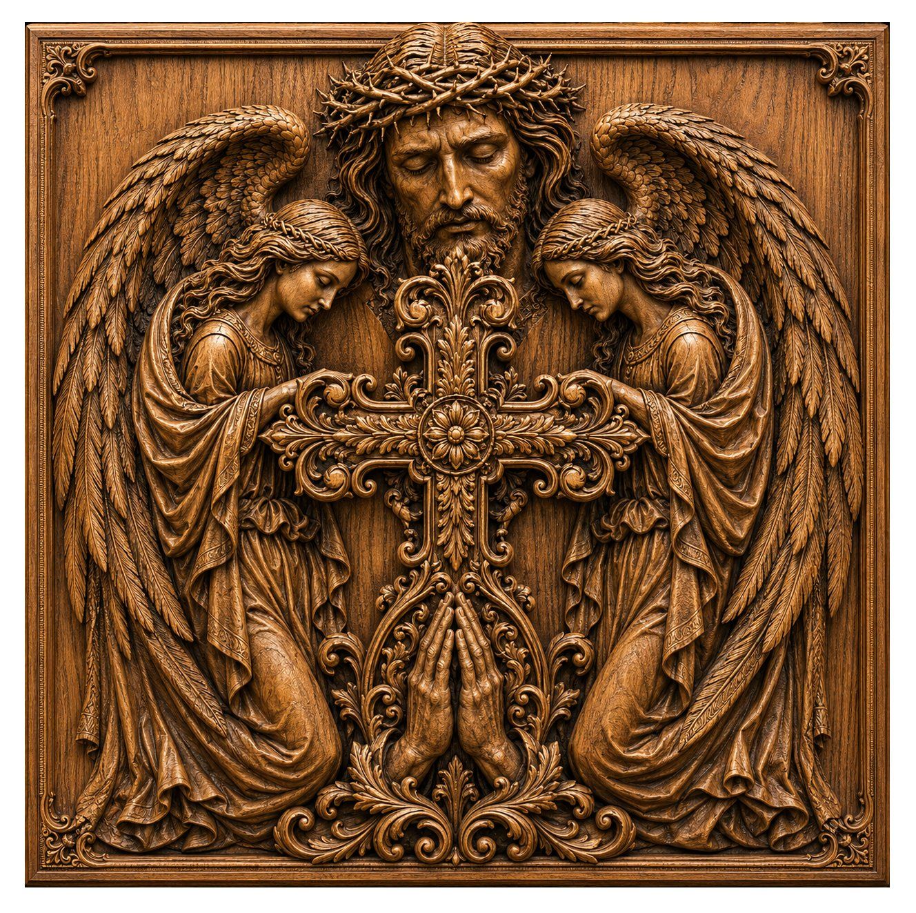Sacred Heart of Jesus and Angels CNC Relief STL bas-relief STL — view 6