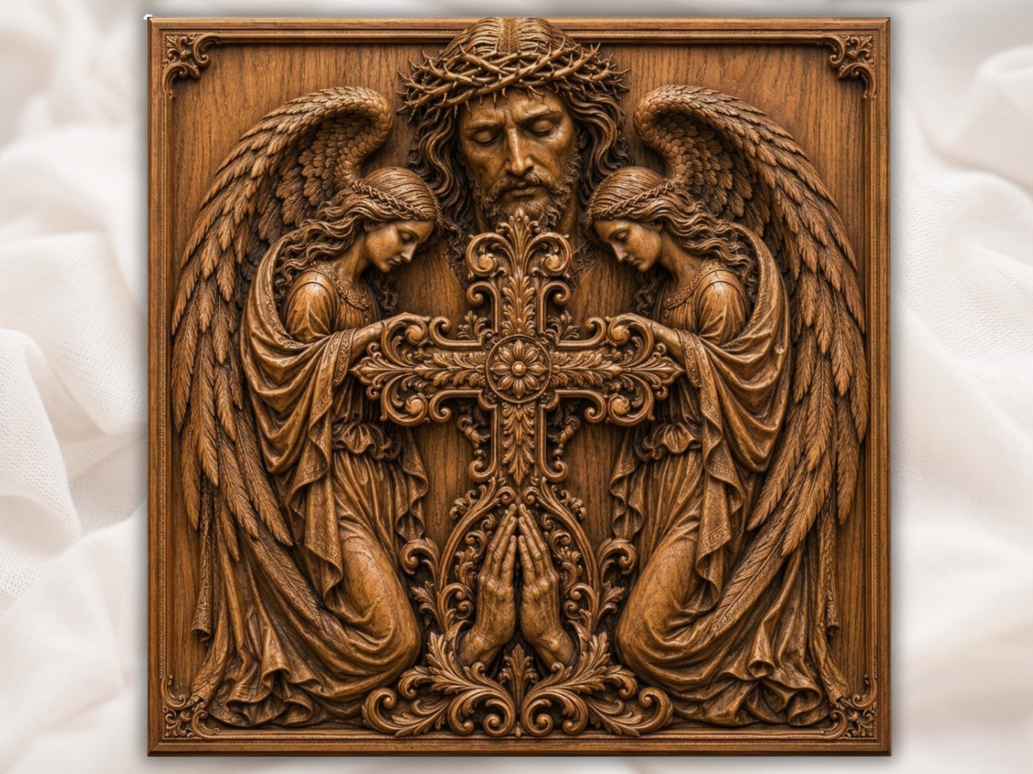 Sacred Heart of Jesus and Angels CNC Relief STL bas-relief STL — view 7
