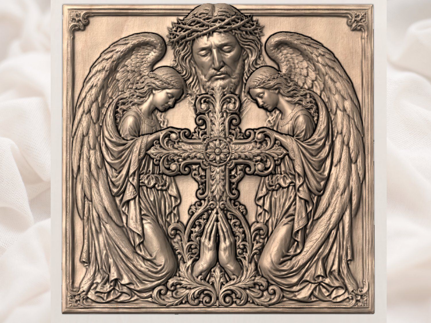 Sacred Heart of Jesus and Angels CNC Relief STL bas-relief STL — view 8