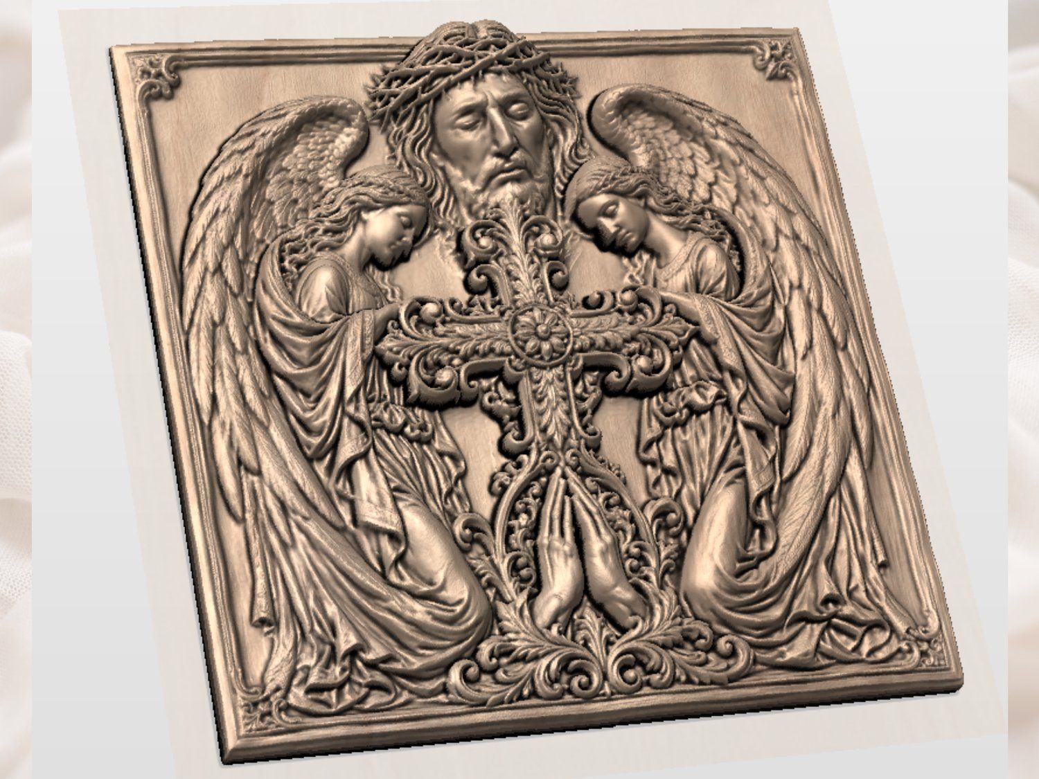 Sacred Heart of Jesus and Angels CNC Relief STL bas-relief STL — view 9