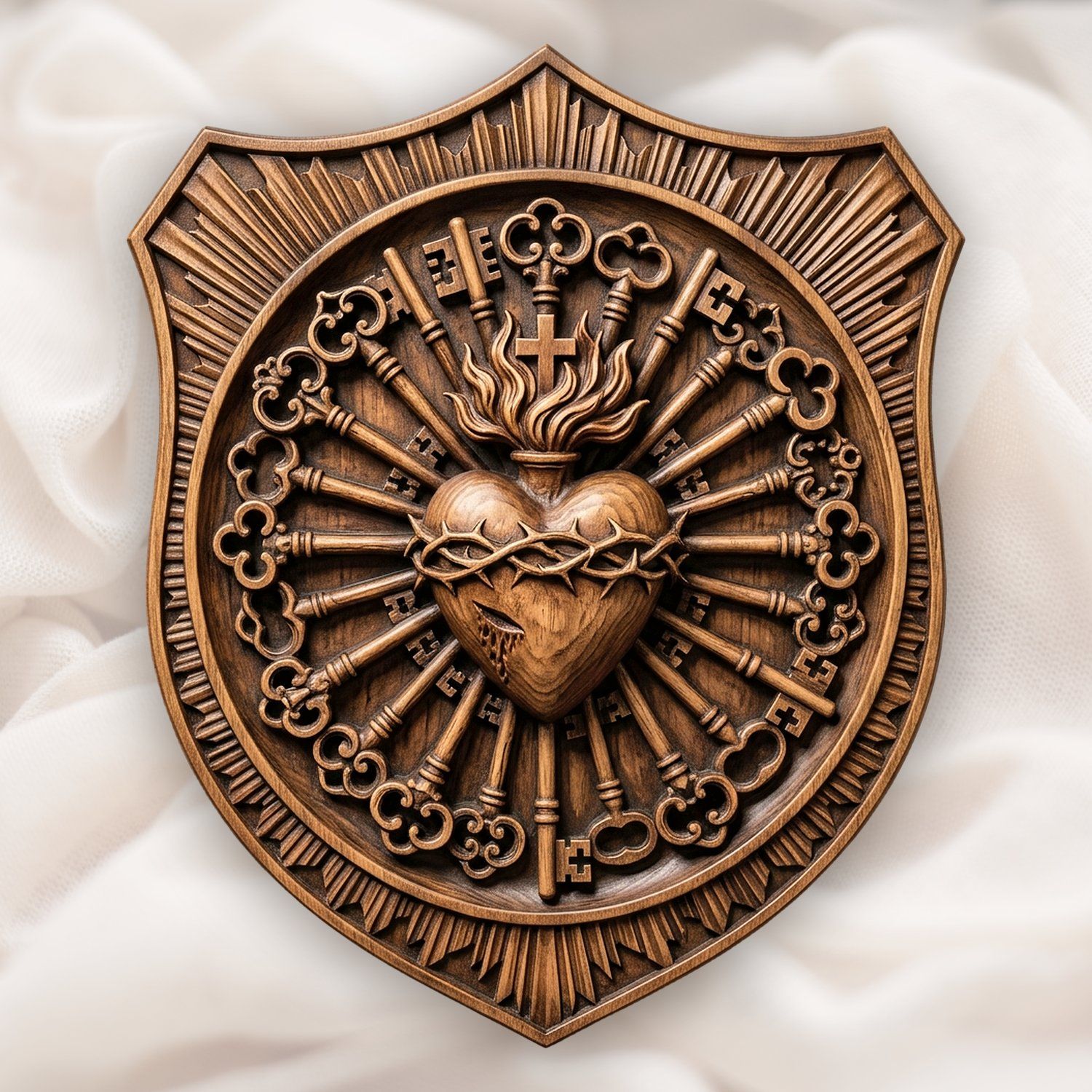 Sacred Heart of Jesus Catholic Shield CNC Relief STL bas-relief STL design