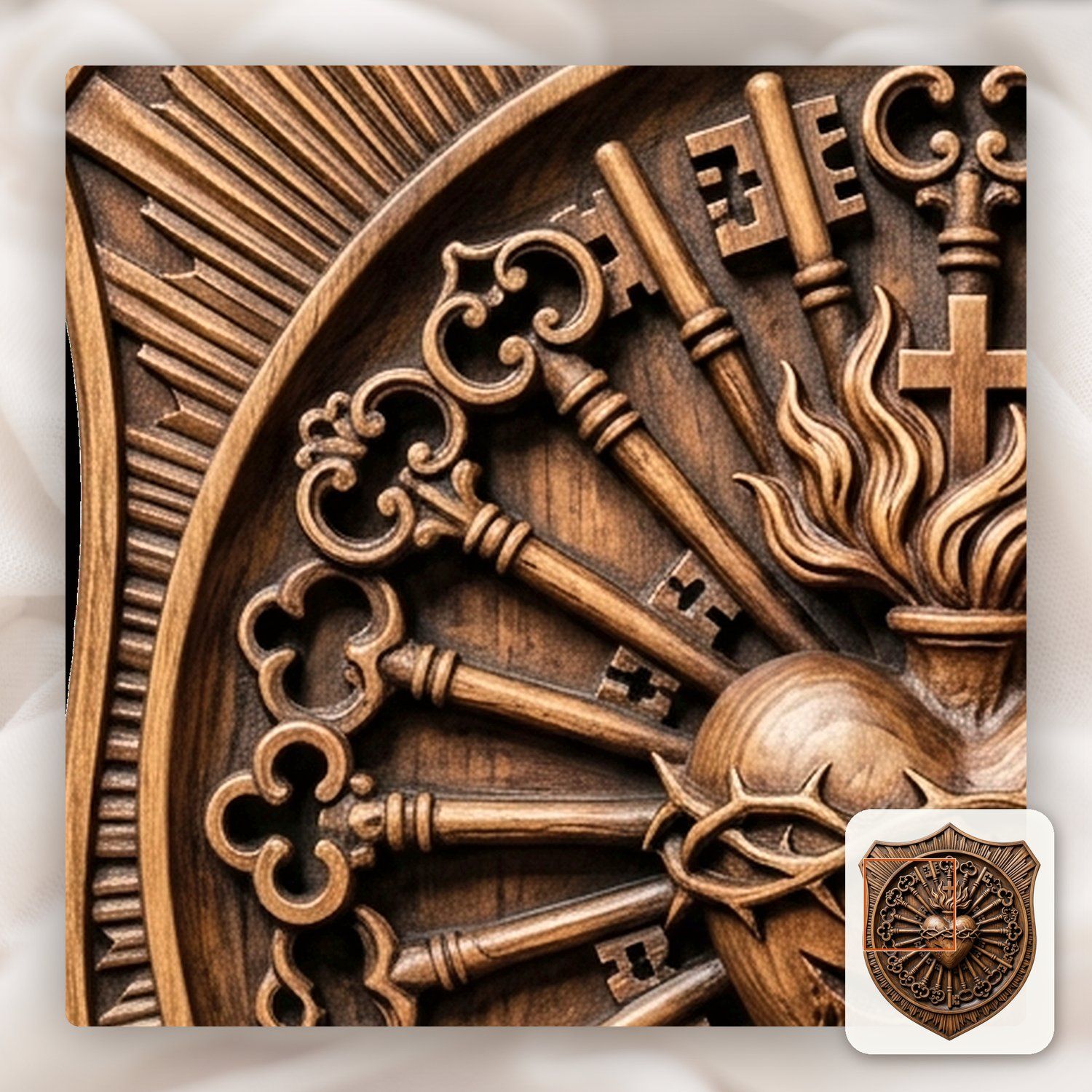 Sacred Heart of Jesus Catholic Shield CNC Relief STL bas-relief STL — view 12