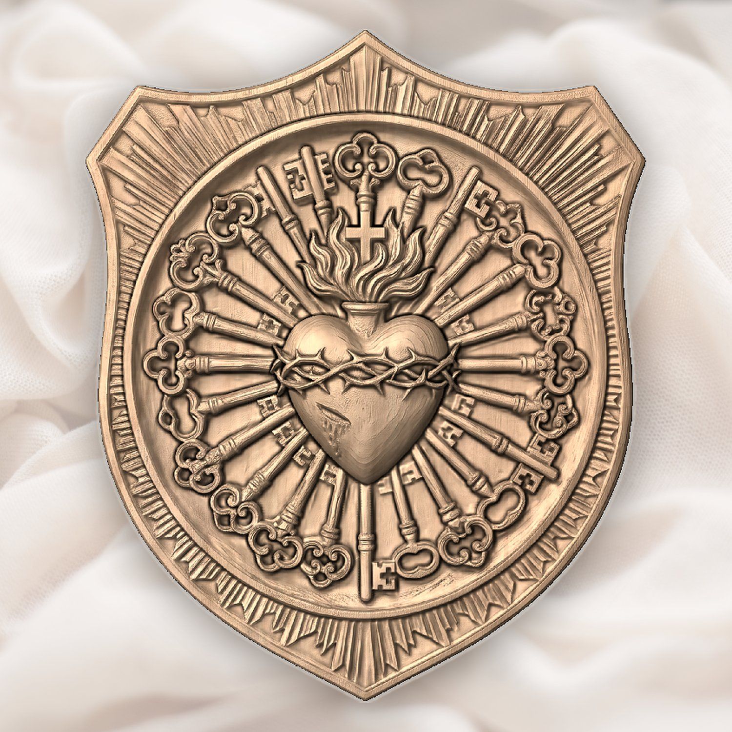 Sacred Heart of Jesus Catholic Shield CNC Relief STL bas-relief STL — view 3