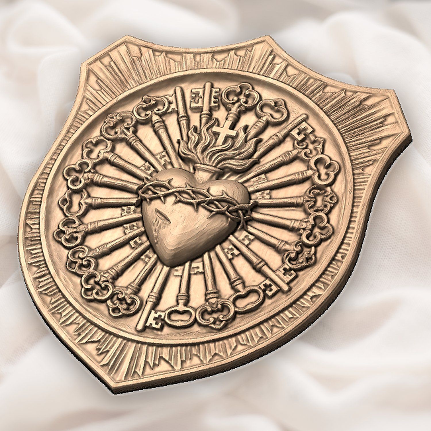 Sacred Heart of Jesus Catholic Shield CNC Relief STL bas-relief STL — view 4
