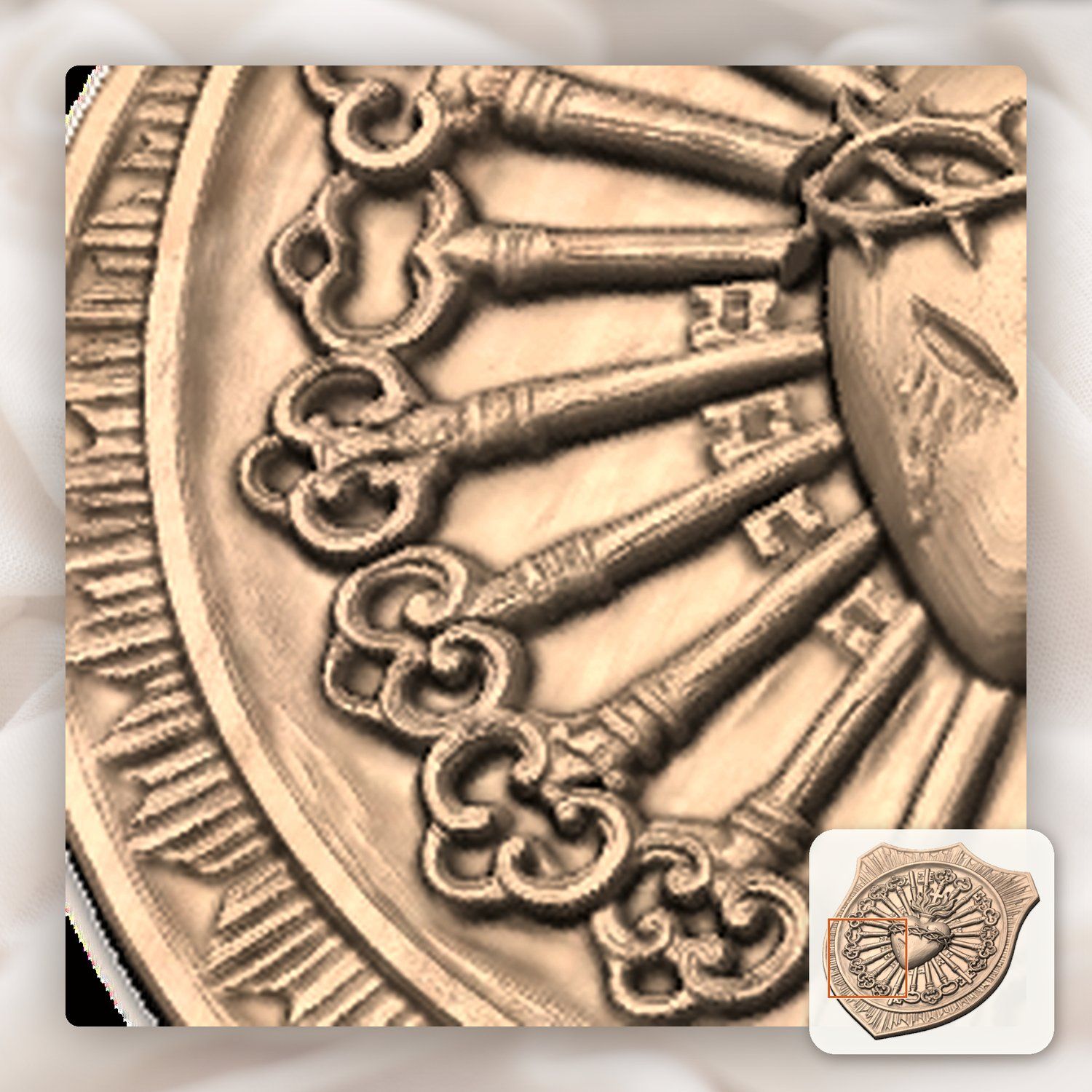 Sacred Heart of Jesus Catholic Shield CNC Relief STL bas-relief STL — view 10