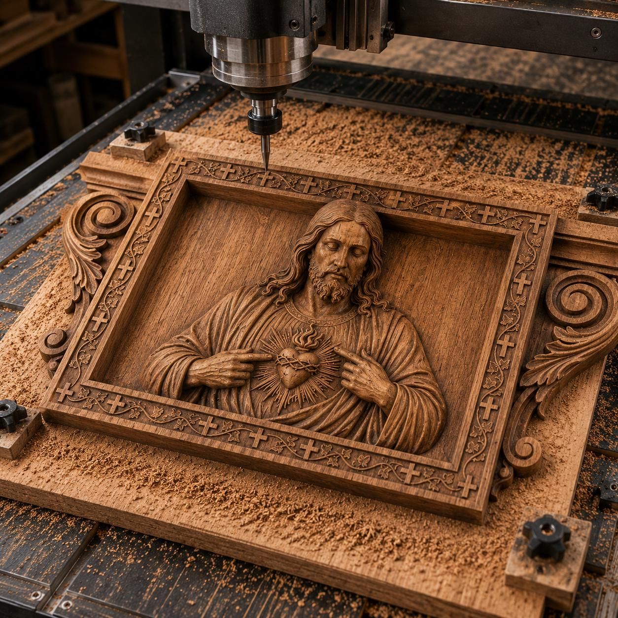 Sacred Heart of Jesus CNC Carving Relief bas-relief STL — view 3
