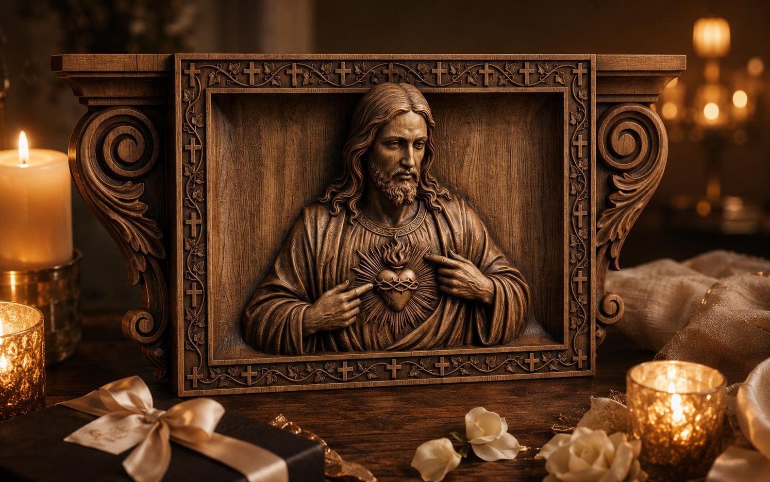 Sacred Heart of Jesus CNC Carving Relief bas-relief STL — view 4