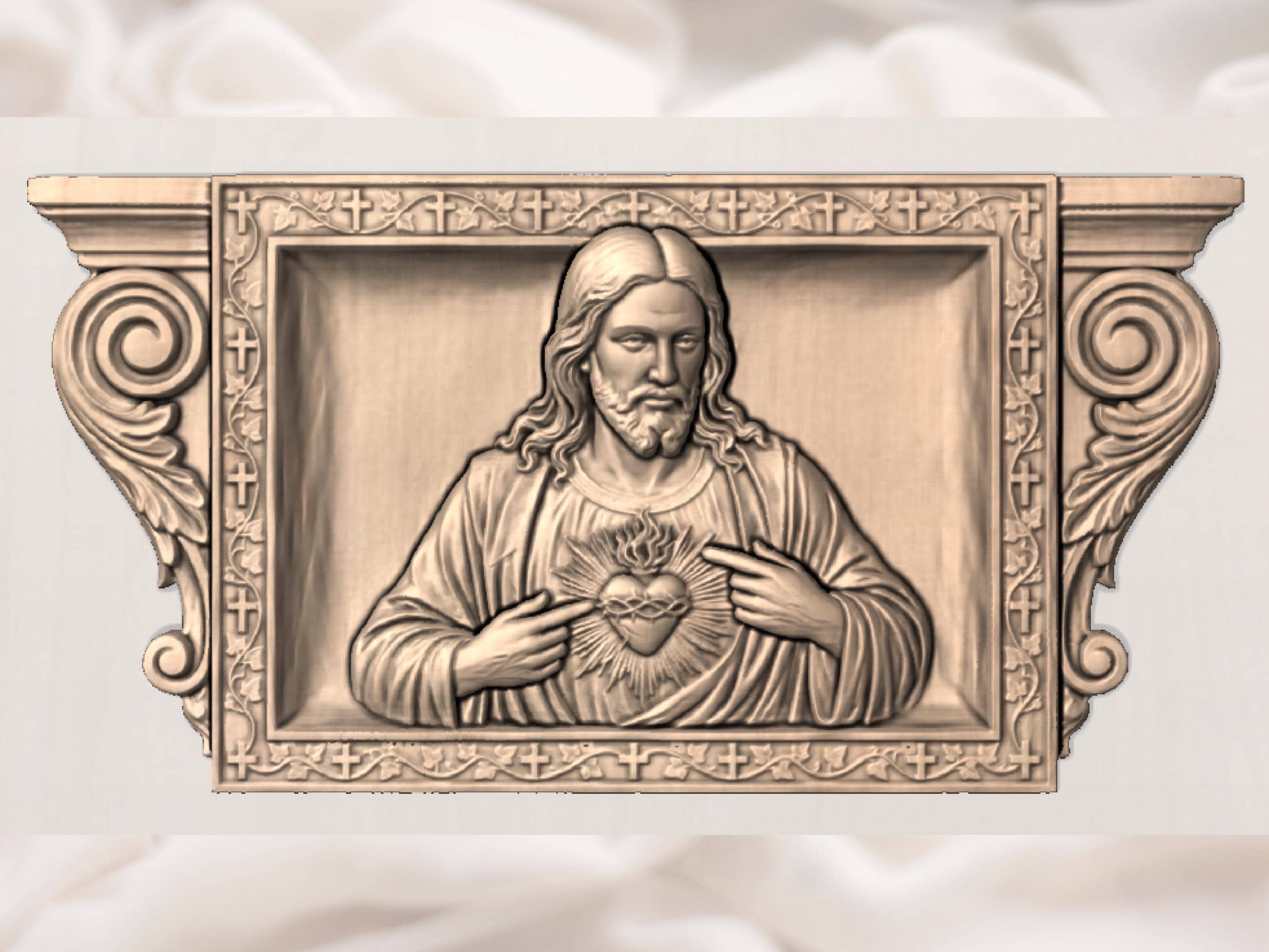 Sacred Heart of Jesus CNC Carving Relief bas-relief STL — view 7